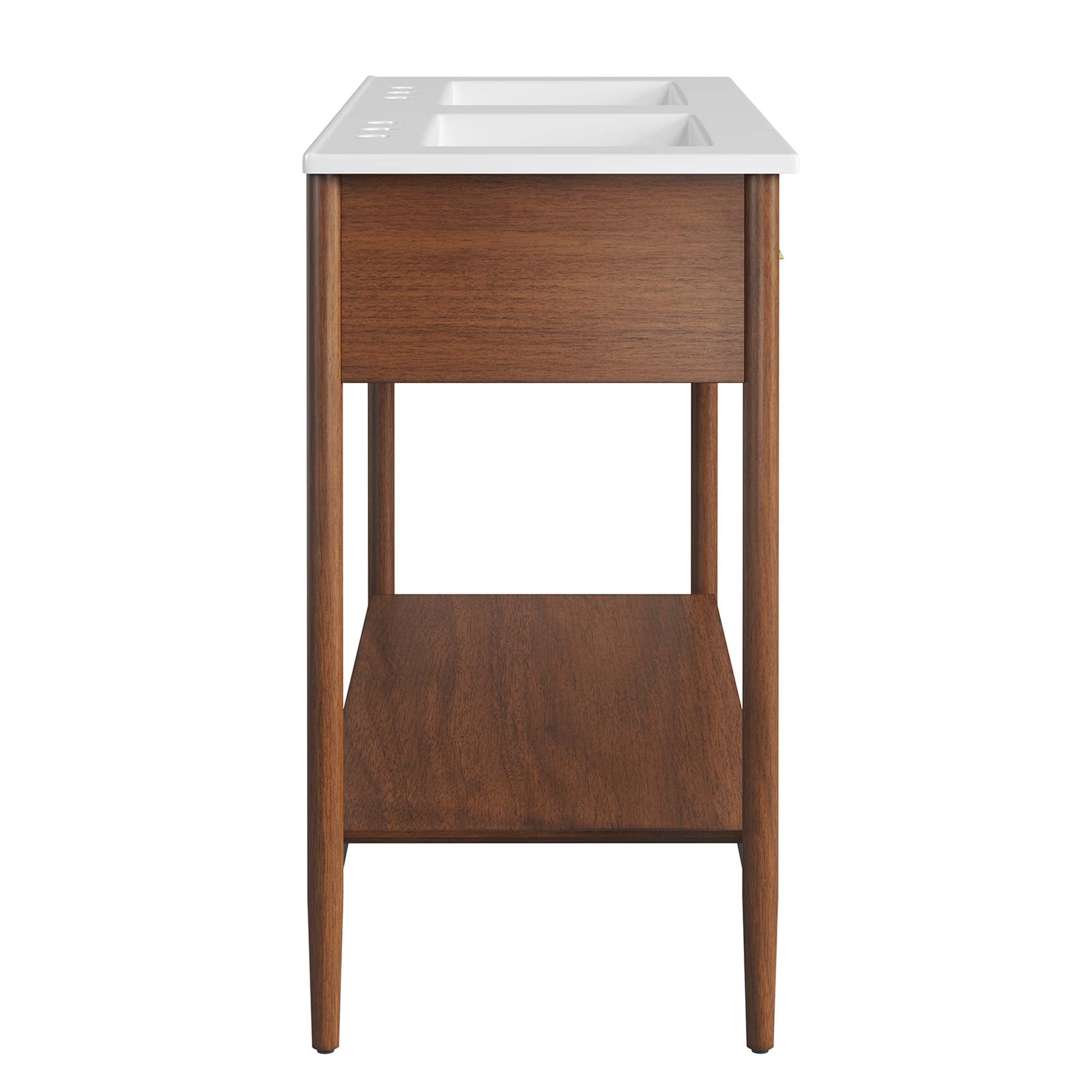 Zaire 48" Double Sink Bathroom Vanity, Walnut White