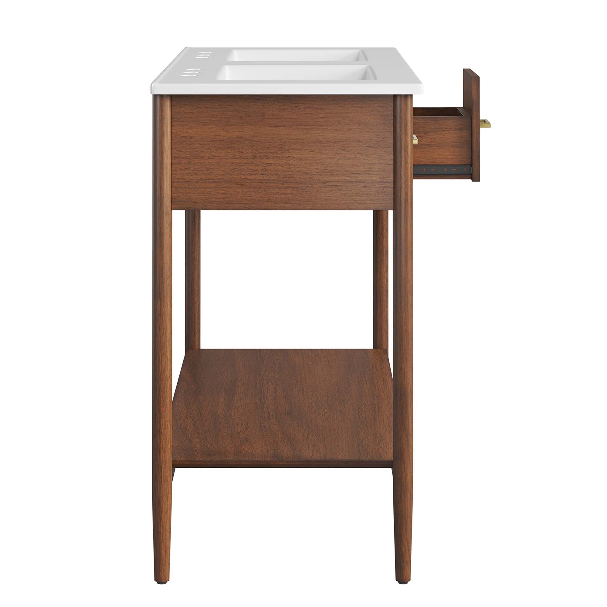 Zaire 48" Double Sink Bathroom Vanity, Walnut White