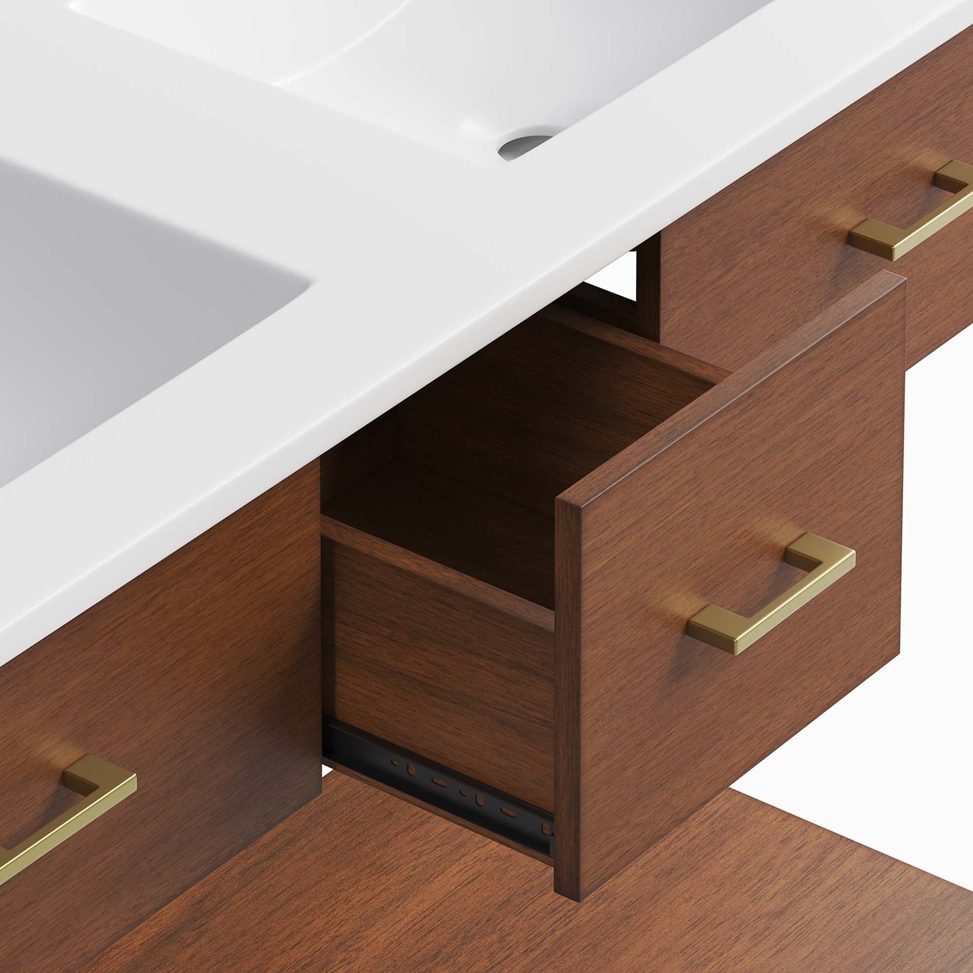 Zaire 48" Double Sink Bathroom Vanity, Walnut White