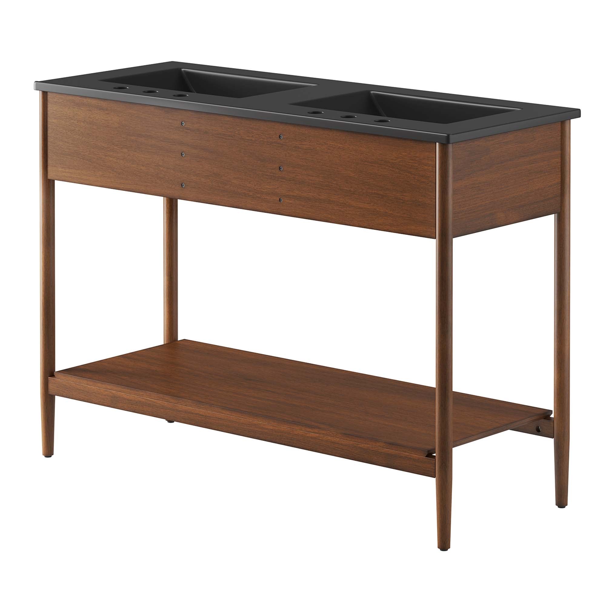 Zaire 48" Double Sink Bathroom Vanity, Walnut Black