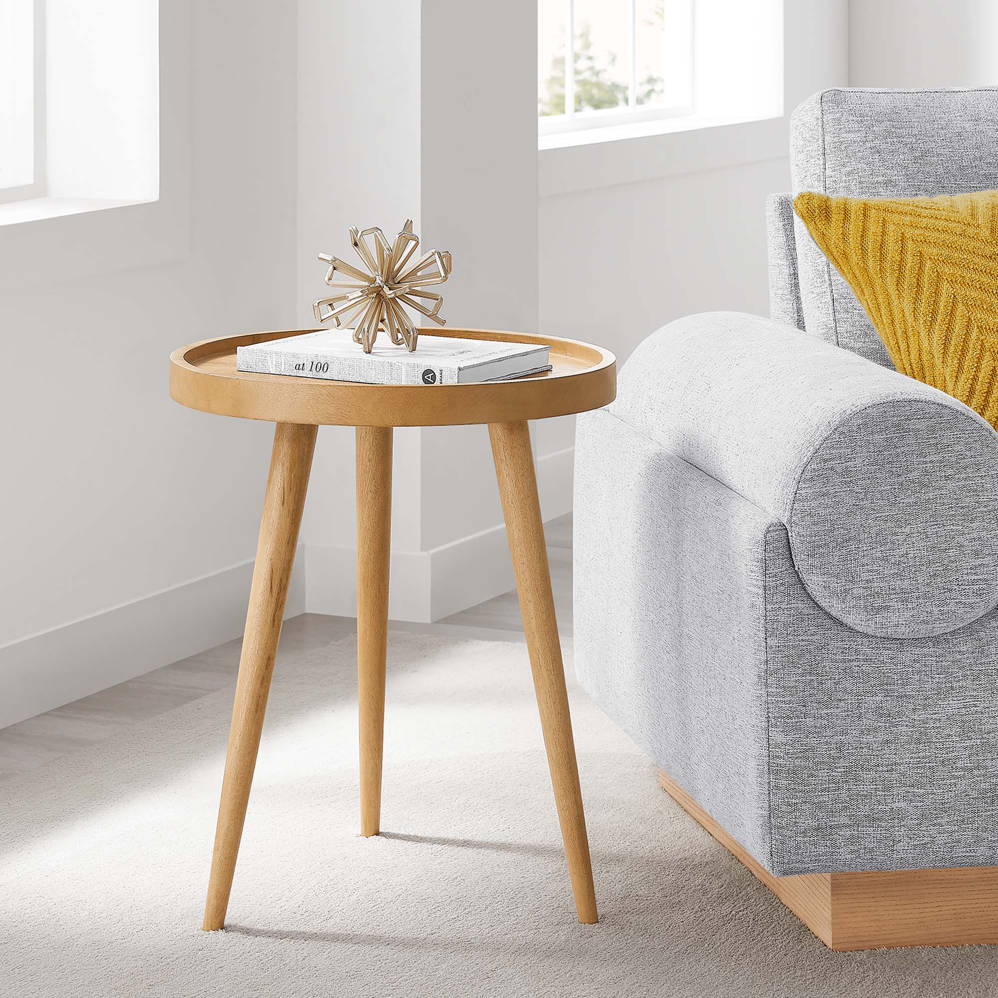 Chiro Round Wood Side Table, Natural