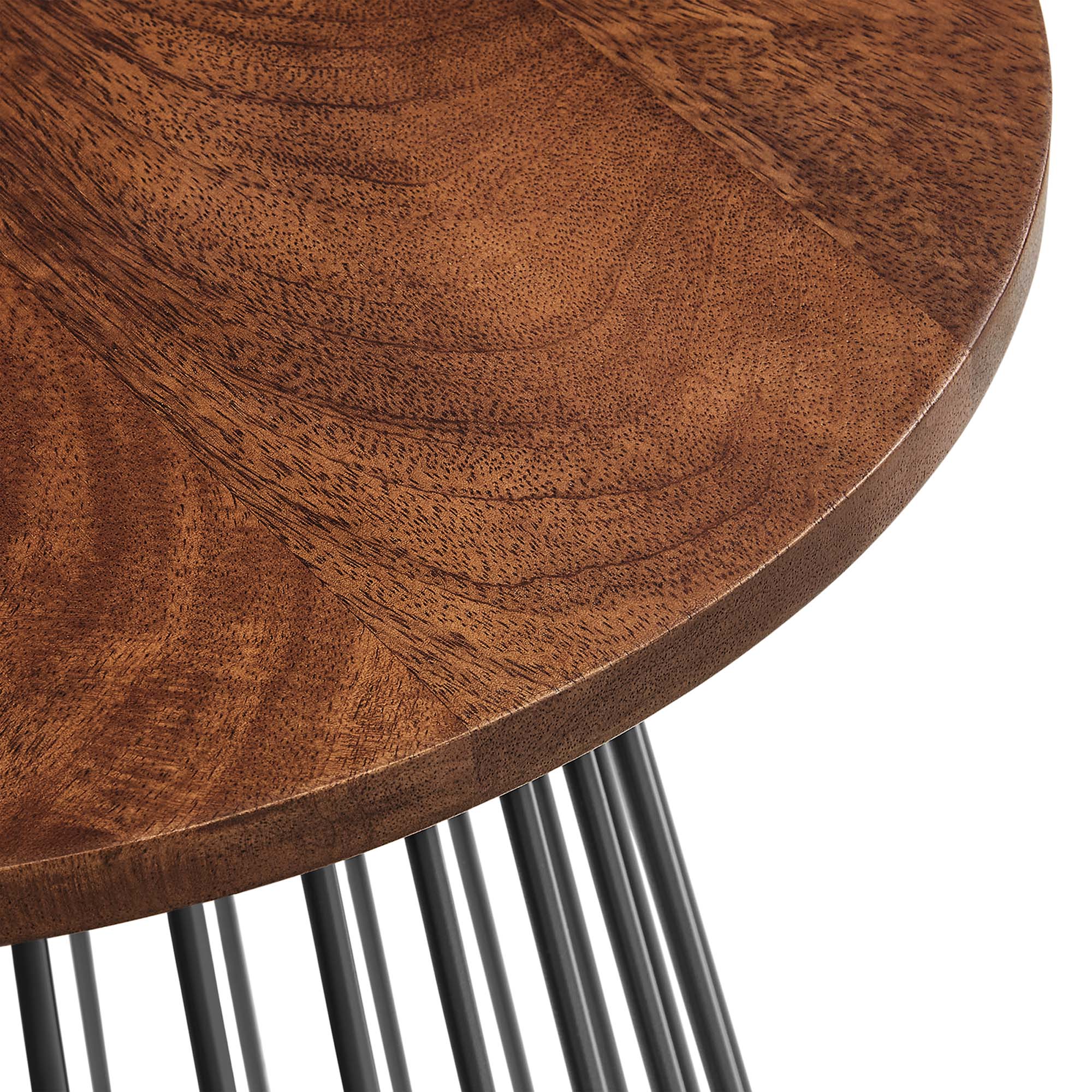 Valeo Round Wood and Metal Side Table, Walnut
