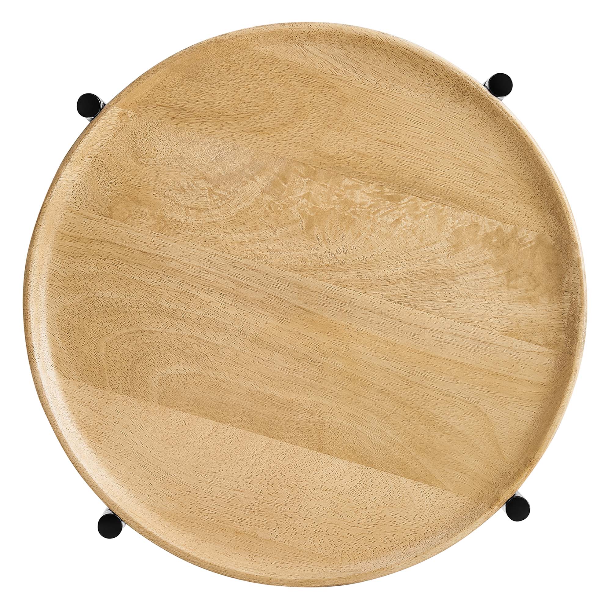 Xilo Round Wood and Metal Side Table, Oak