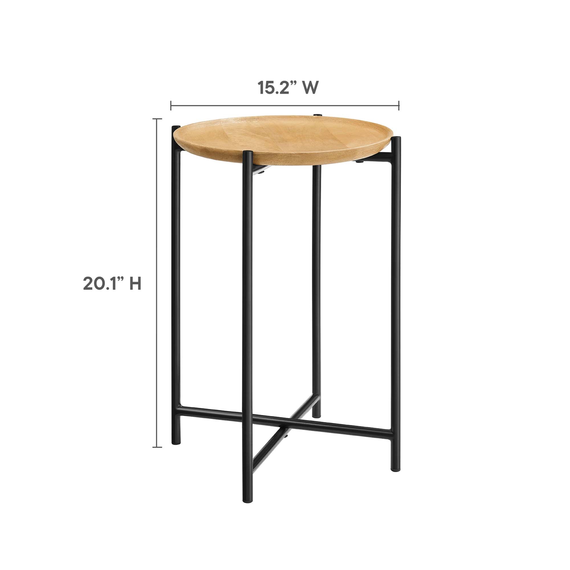 Xilo Round Wood and Metal Side Table, Oak