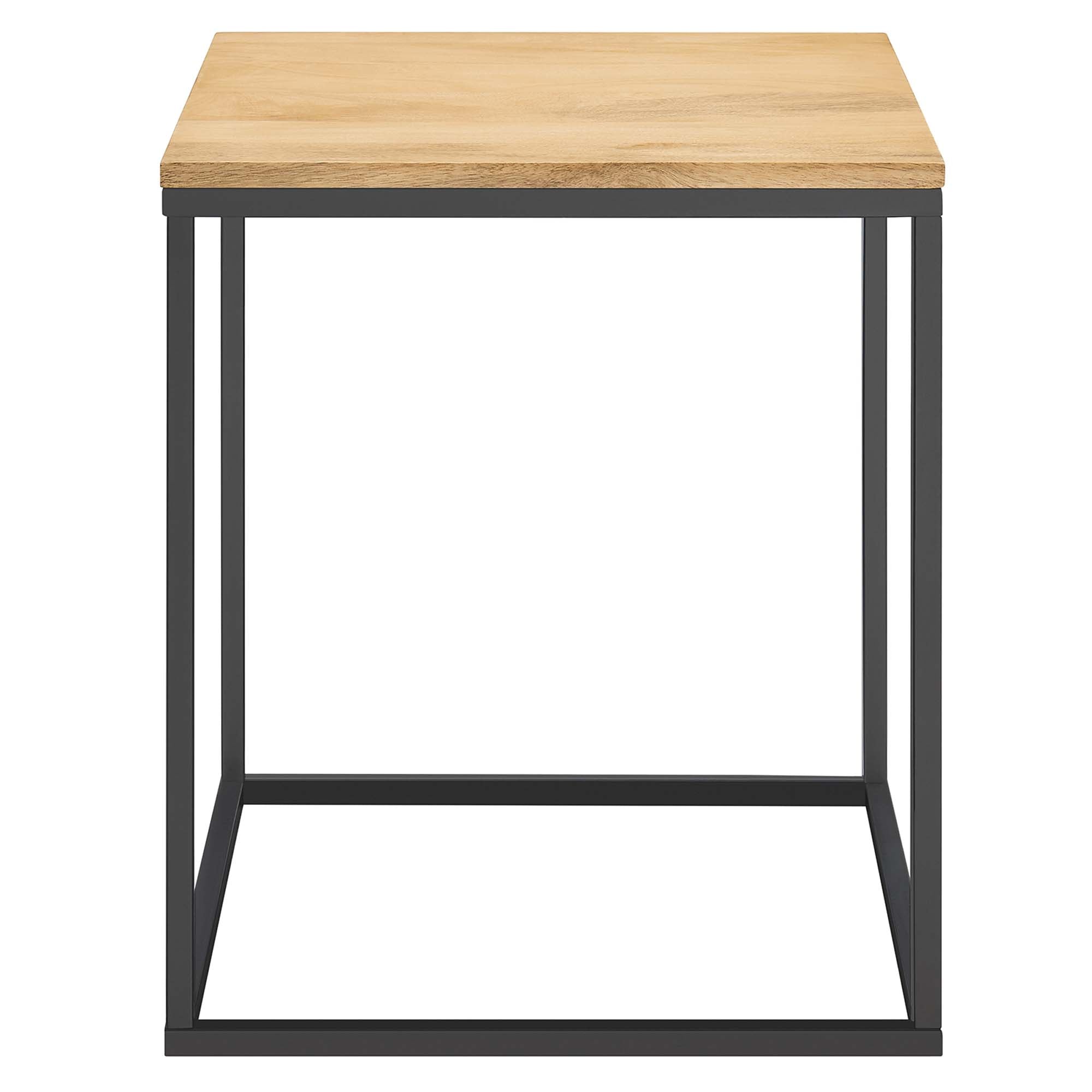 Zora Square Wood and Metal Side Table, Oak