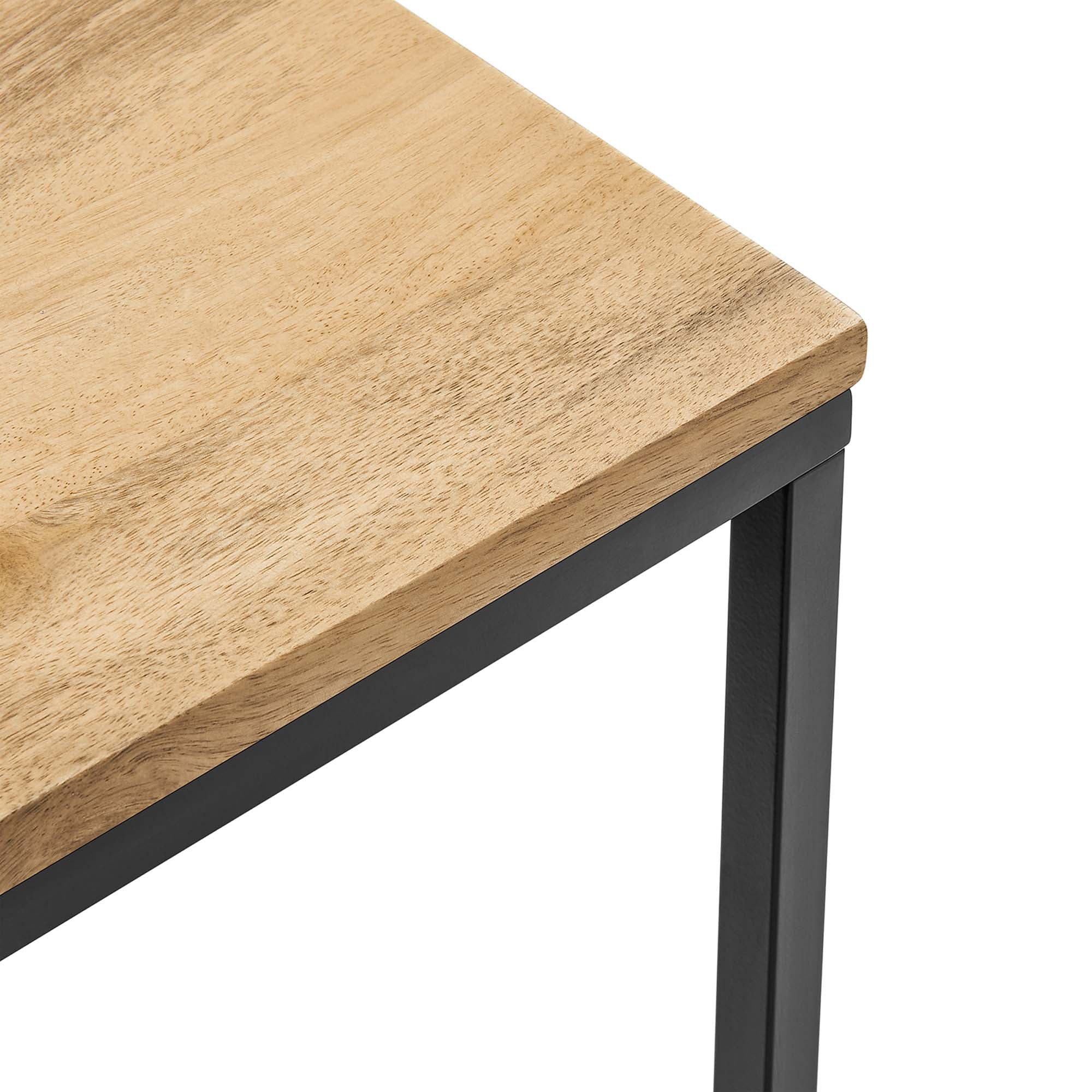 Zora Square Wood and Metal Side Table, Oak