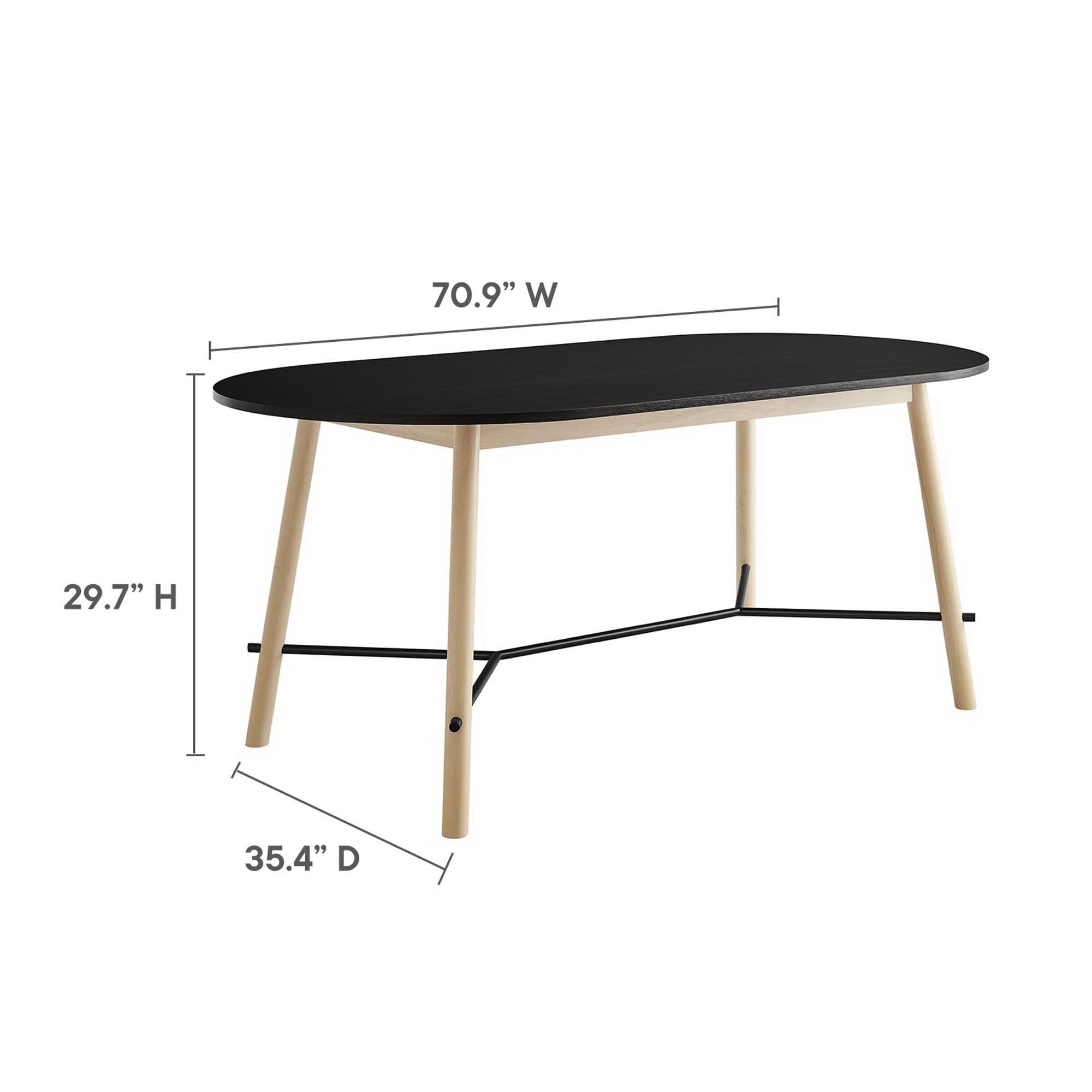 Infuse 71" Wood Grain Dining Table, Black Oak