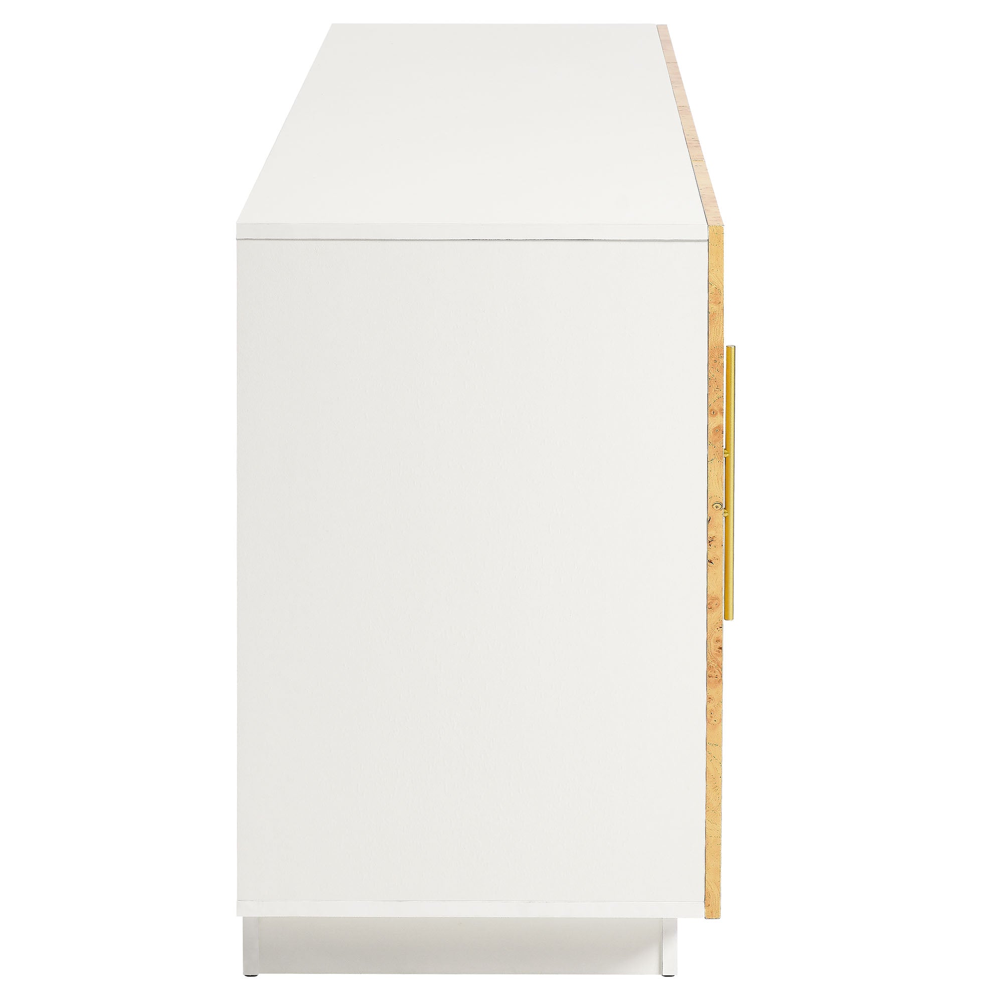 Abel 69 Inch Burl Wood Sideboard Buffet TV Stand, White Bleached Burl