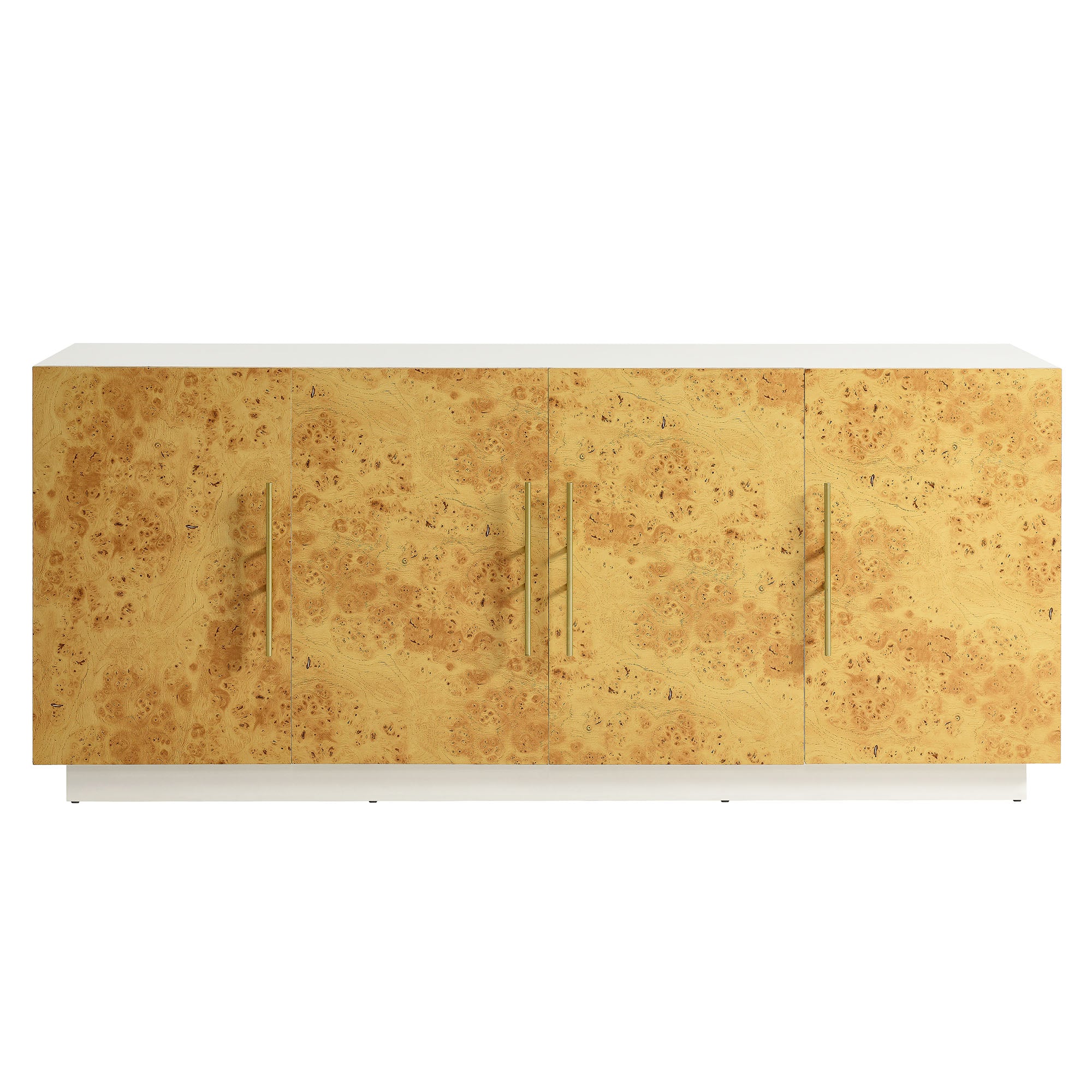 Abel 69 Inch Burl Wood Sideboard Buffet TV Stand, White Bleached Burl