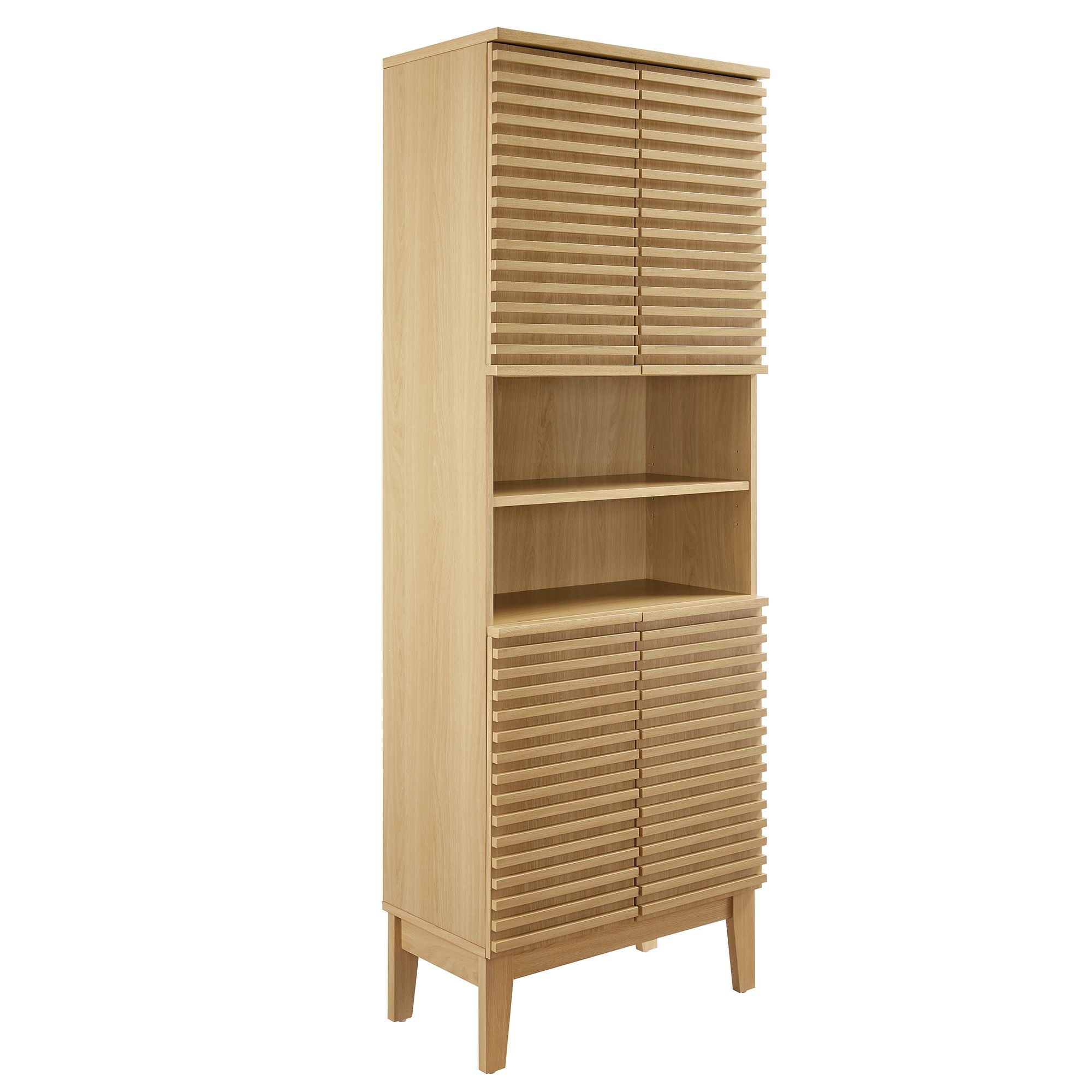 Render Tall Bathroom Storage Cabinet, Oak