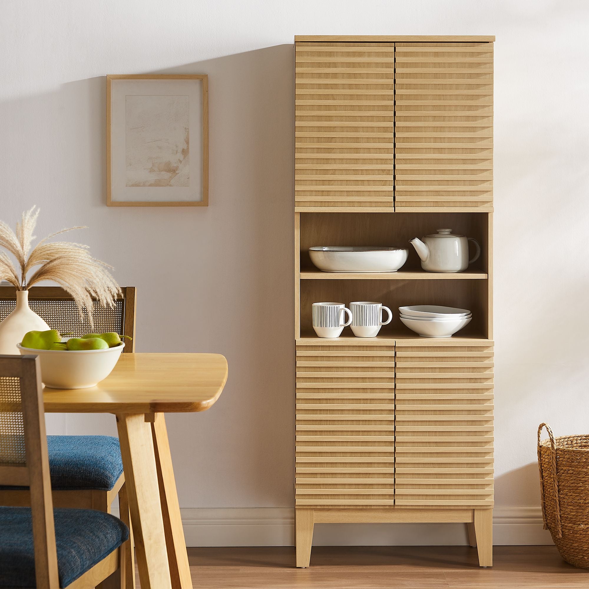 Render Tall Bathroom Storage Cabinet, Oak
