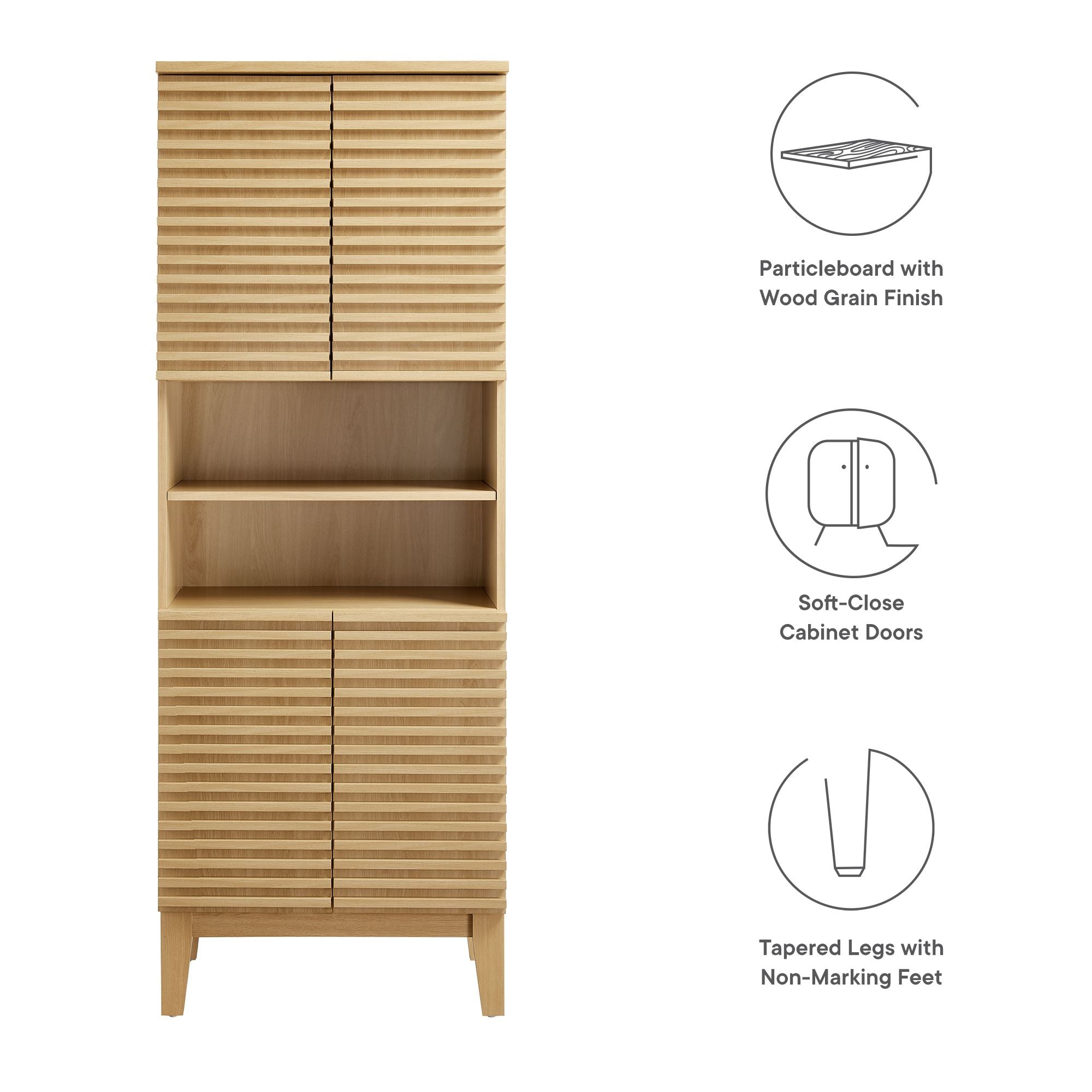 Render Tall Bathroom Storage Cabinet, Oak