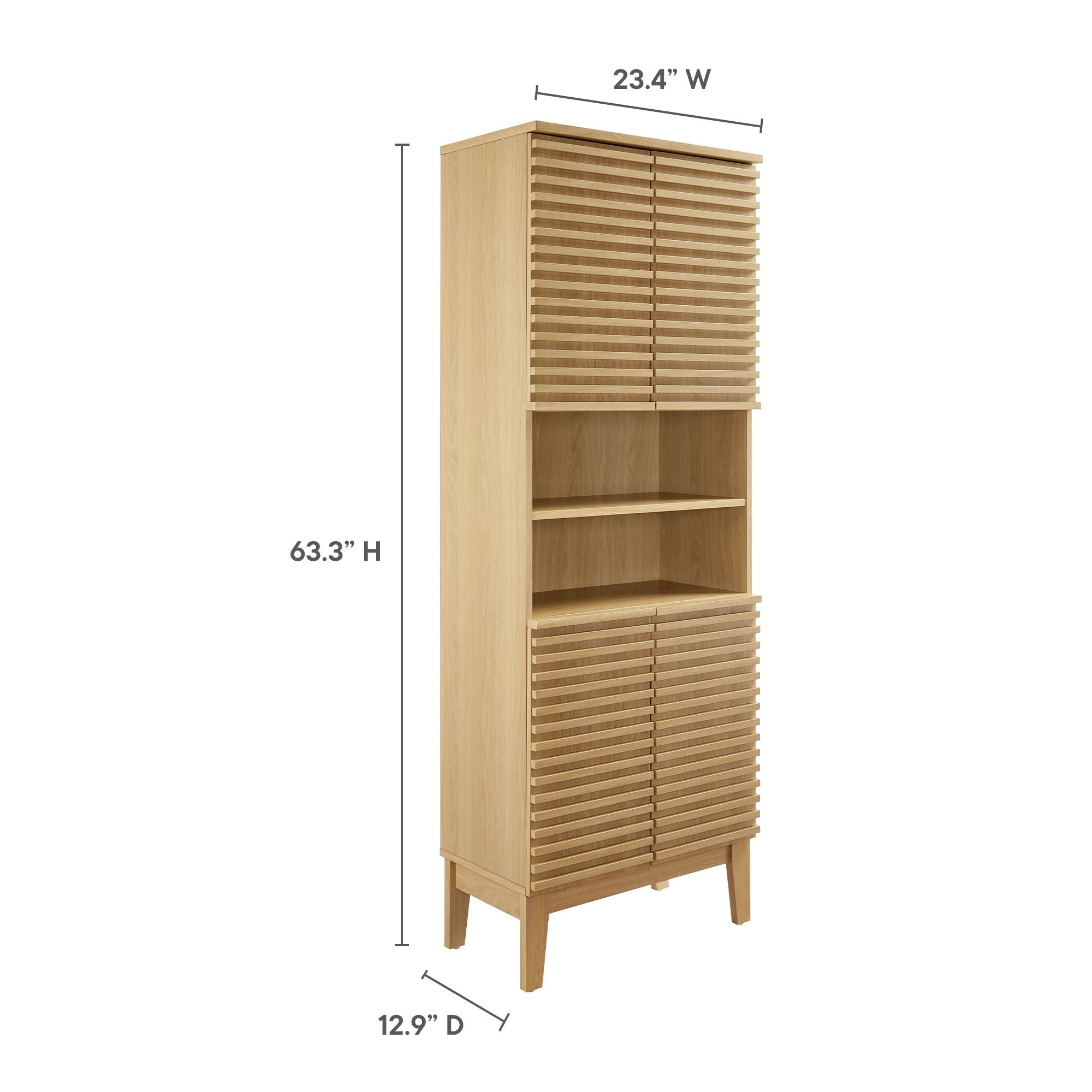 Render Tall Bathroom Storage Cabinet, Oak