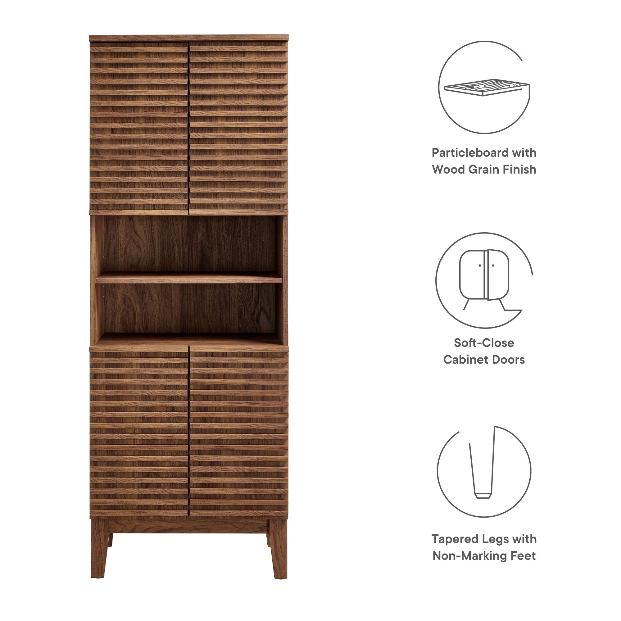 Render Tall Bathroom Storage Cabinet, Walnut