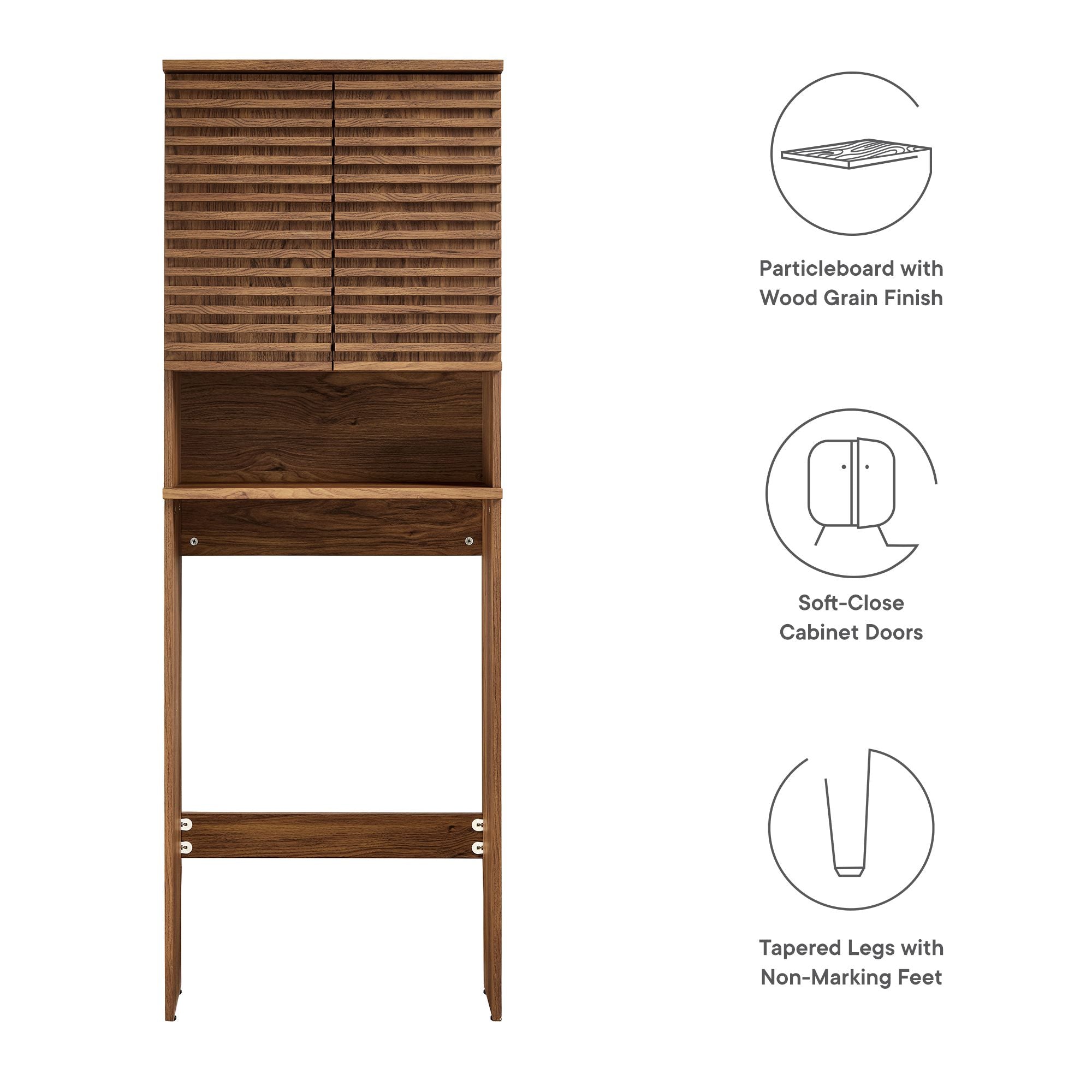Render Over the Toilet Bathroom Storage Cabinet, Walnut