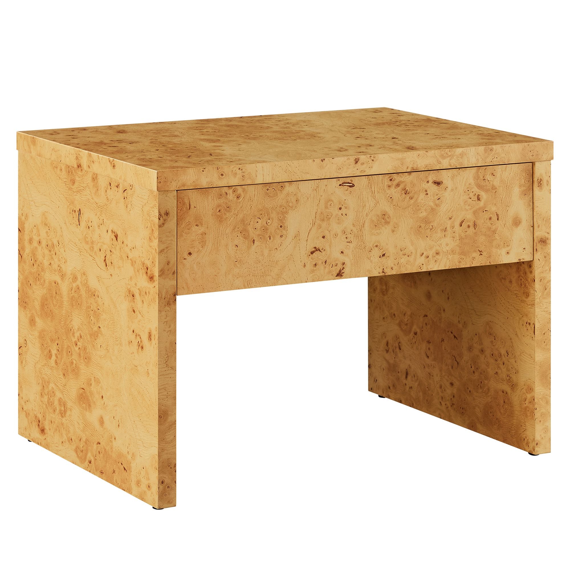 Hudson 1-Drawer Burl Wood Nightstand, Natural