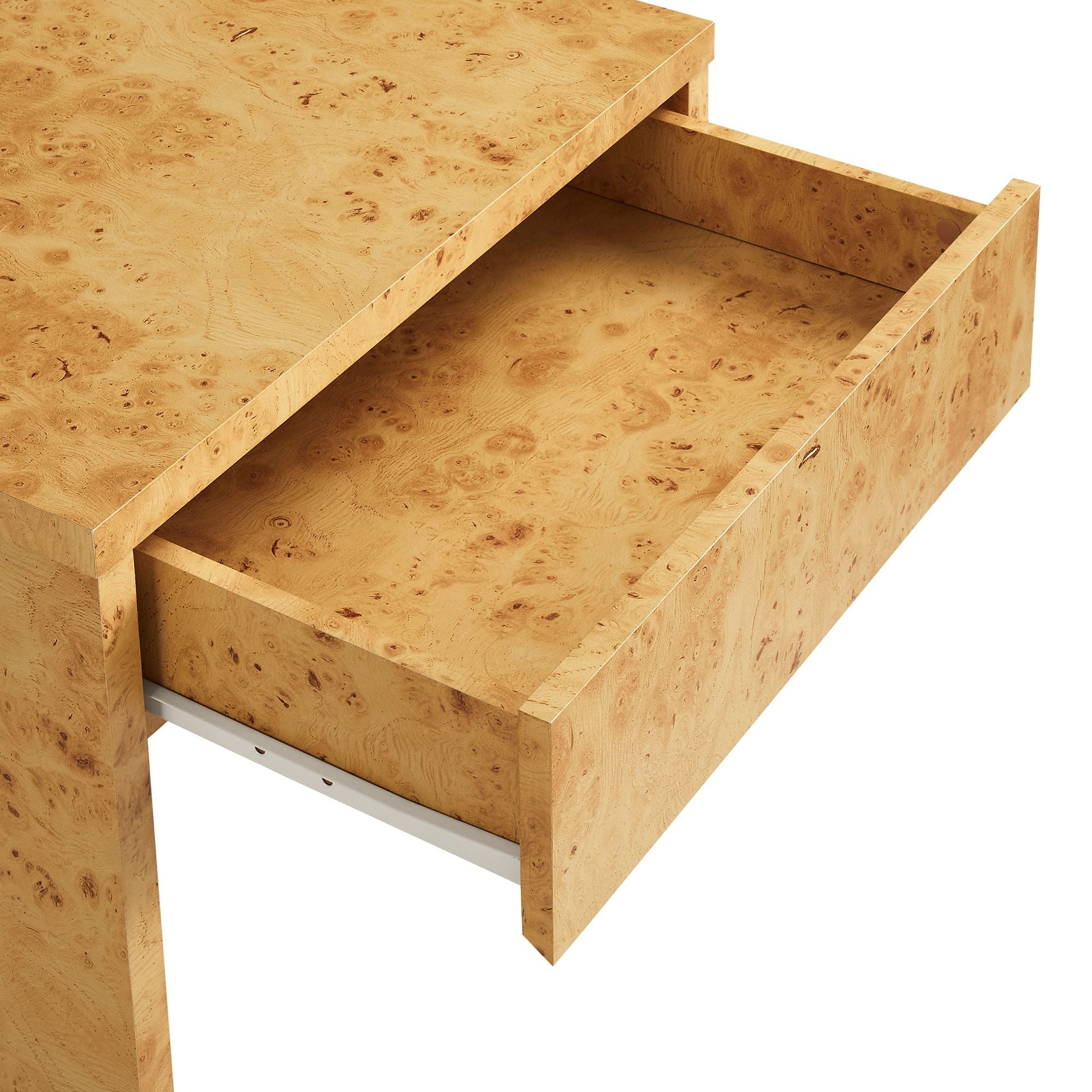 Hudson 1-Drawer Burl Wood Nightstand, Natural