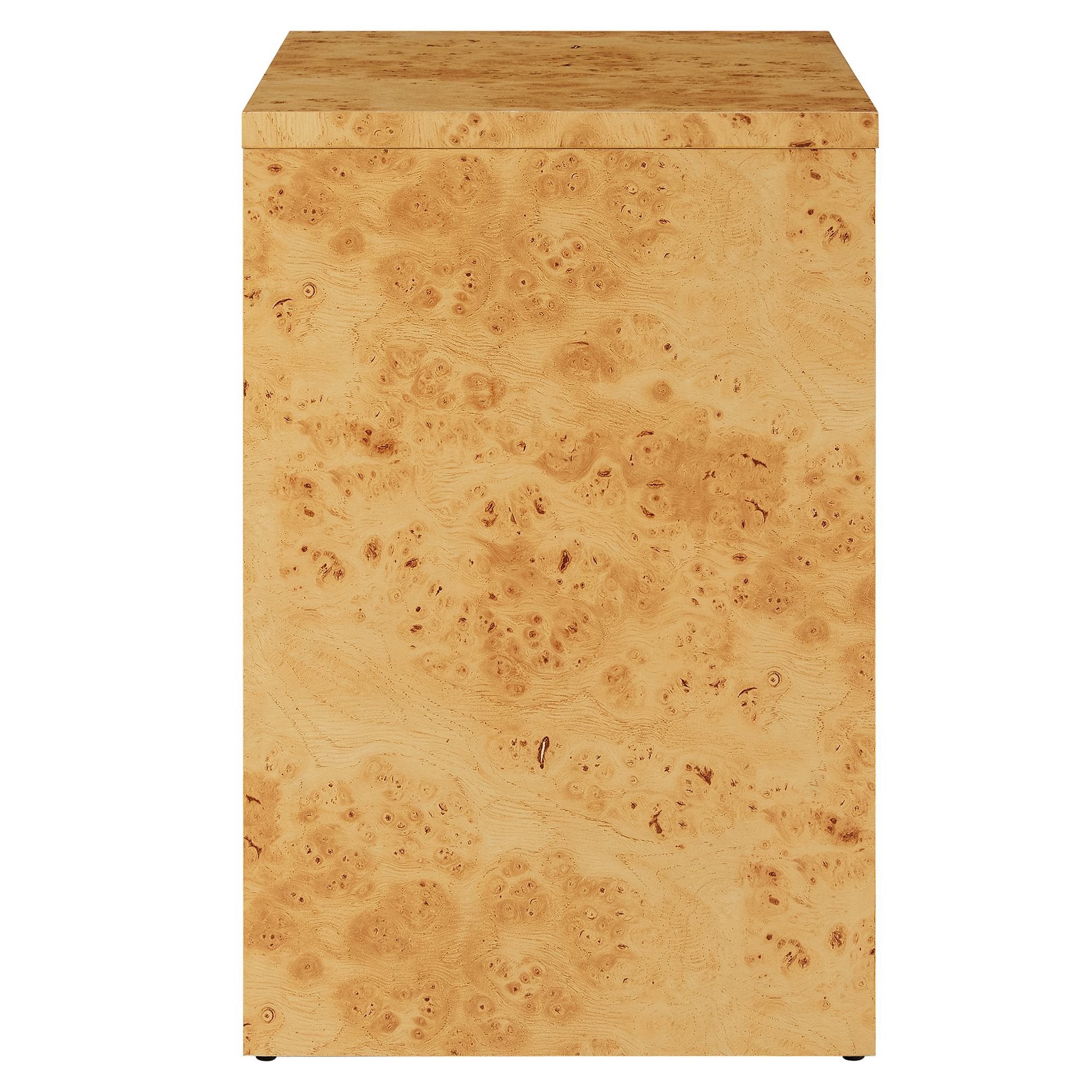 Hudson 1-Drawer Burl Wood Nightstand With Shelf, Natural