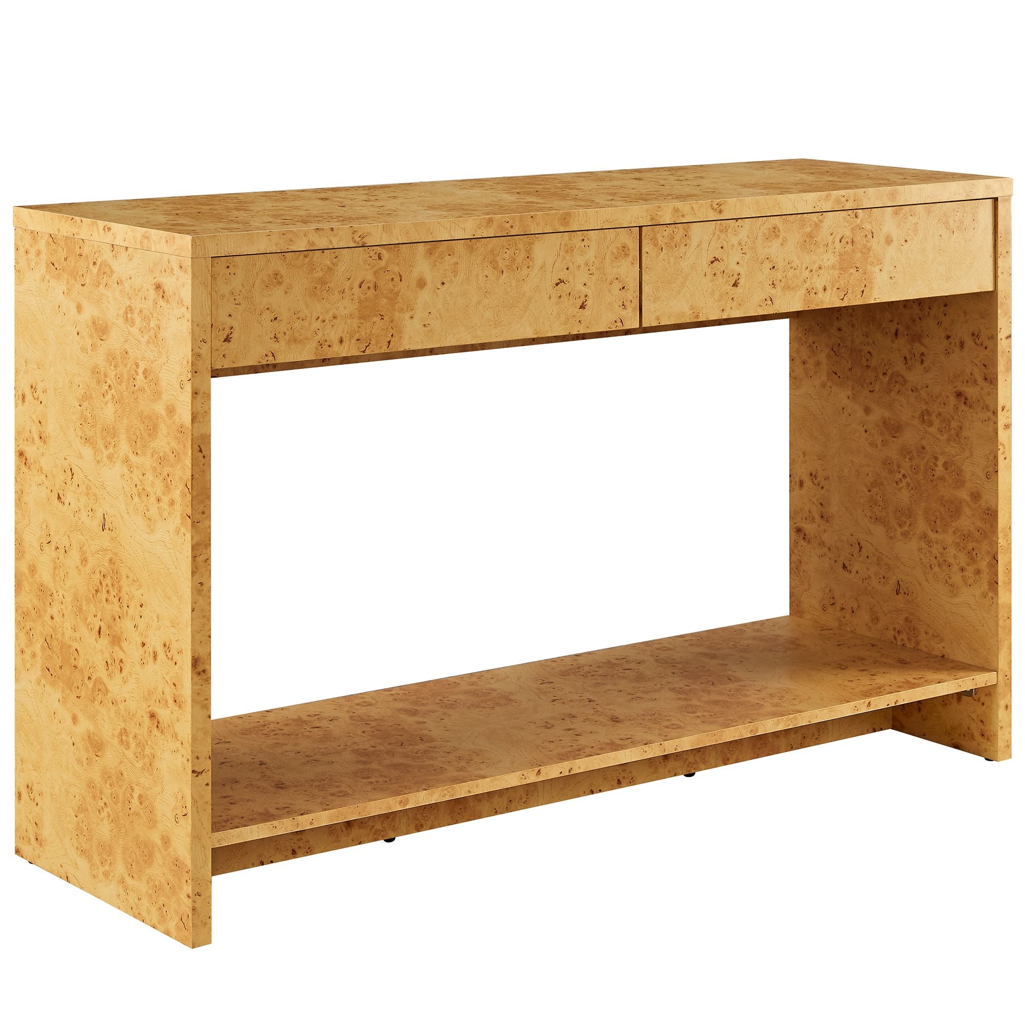 Hudson 2-Drawer Burl Wood Console Table, Natural