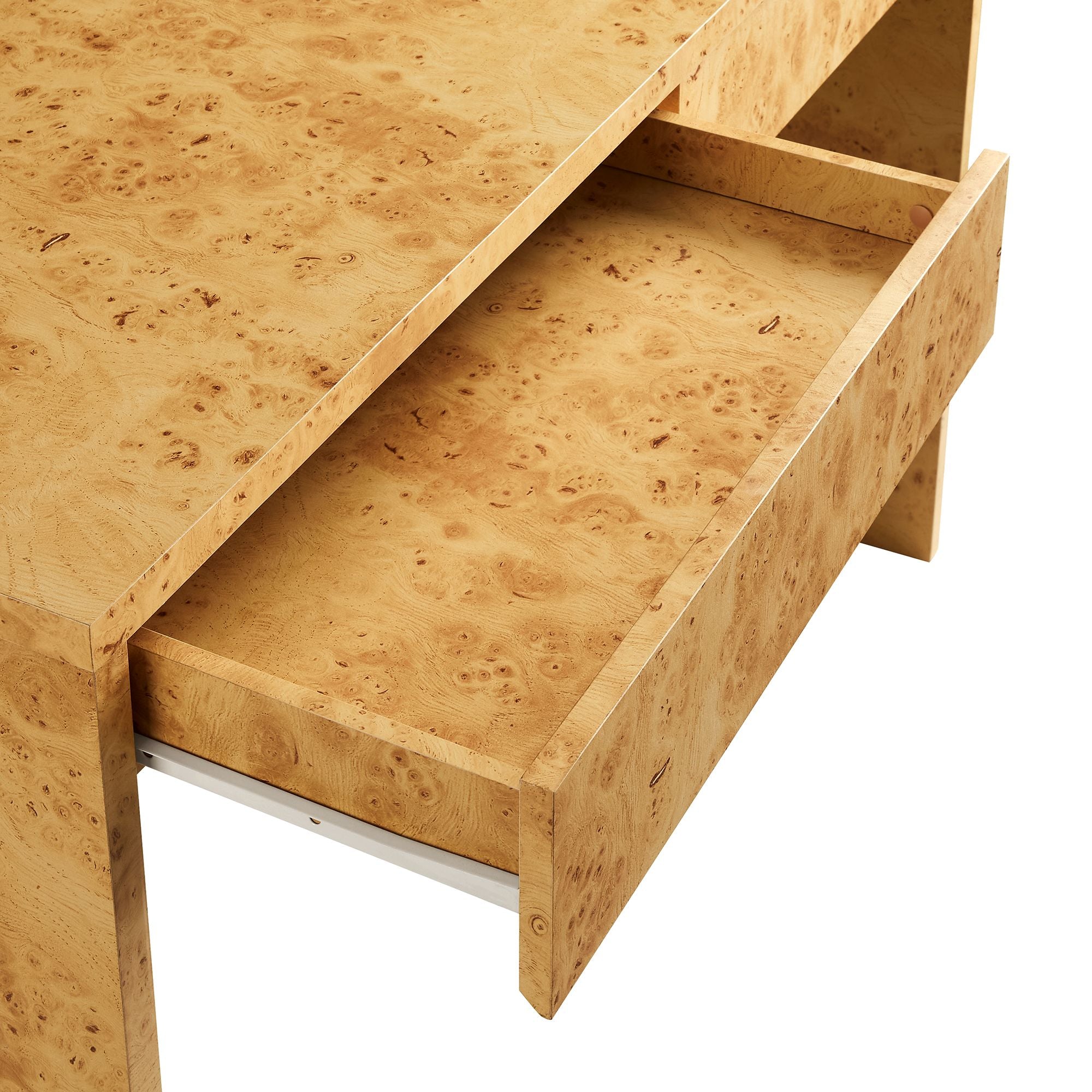 Hudson 2-Drawer Burl Wood Desk, Natural