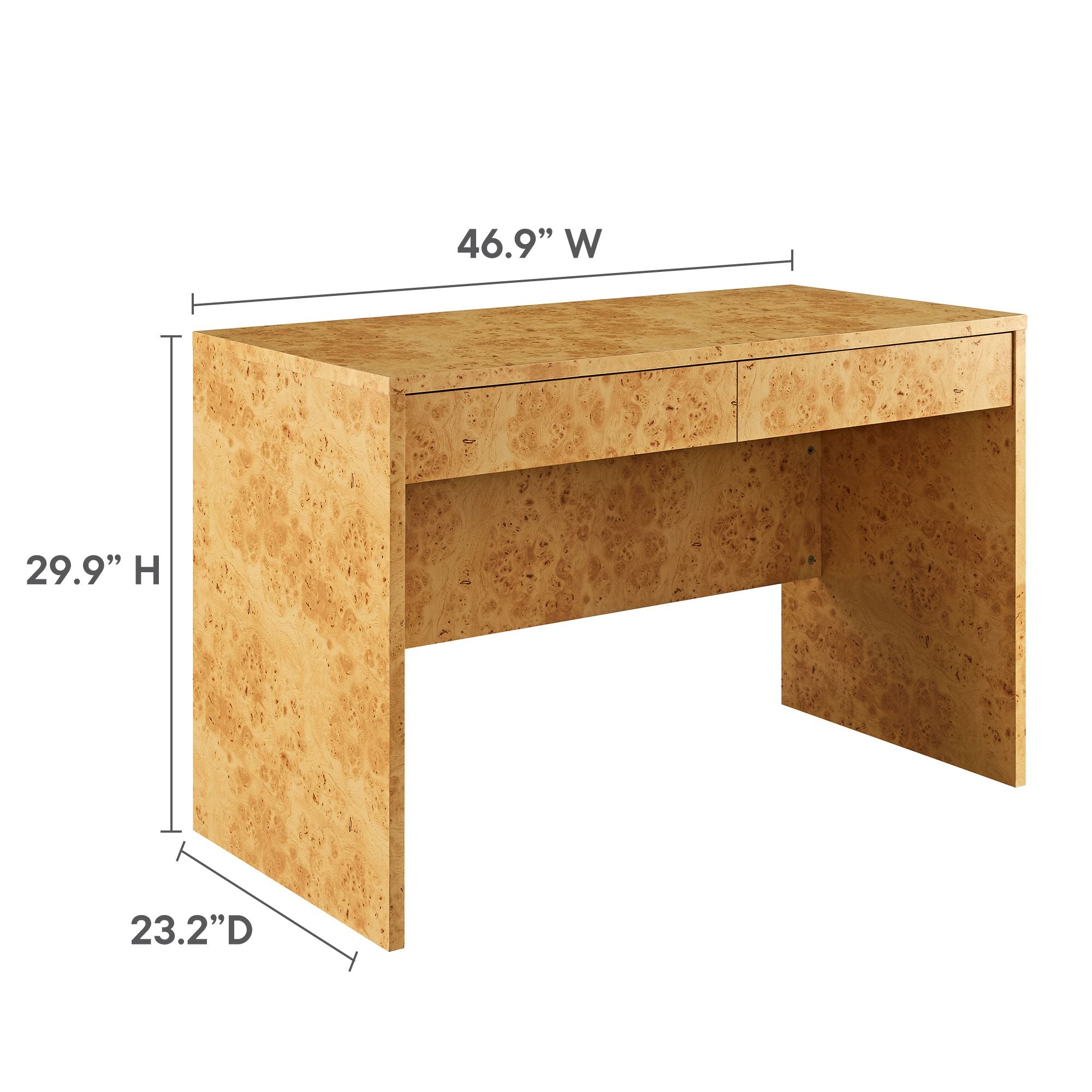 Hudson 2-Drawer Burl Wood Desk, Natural