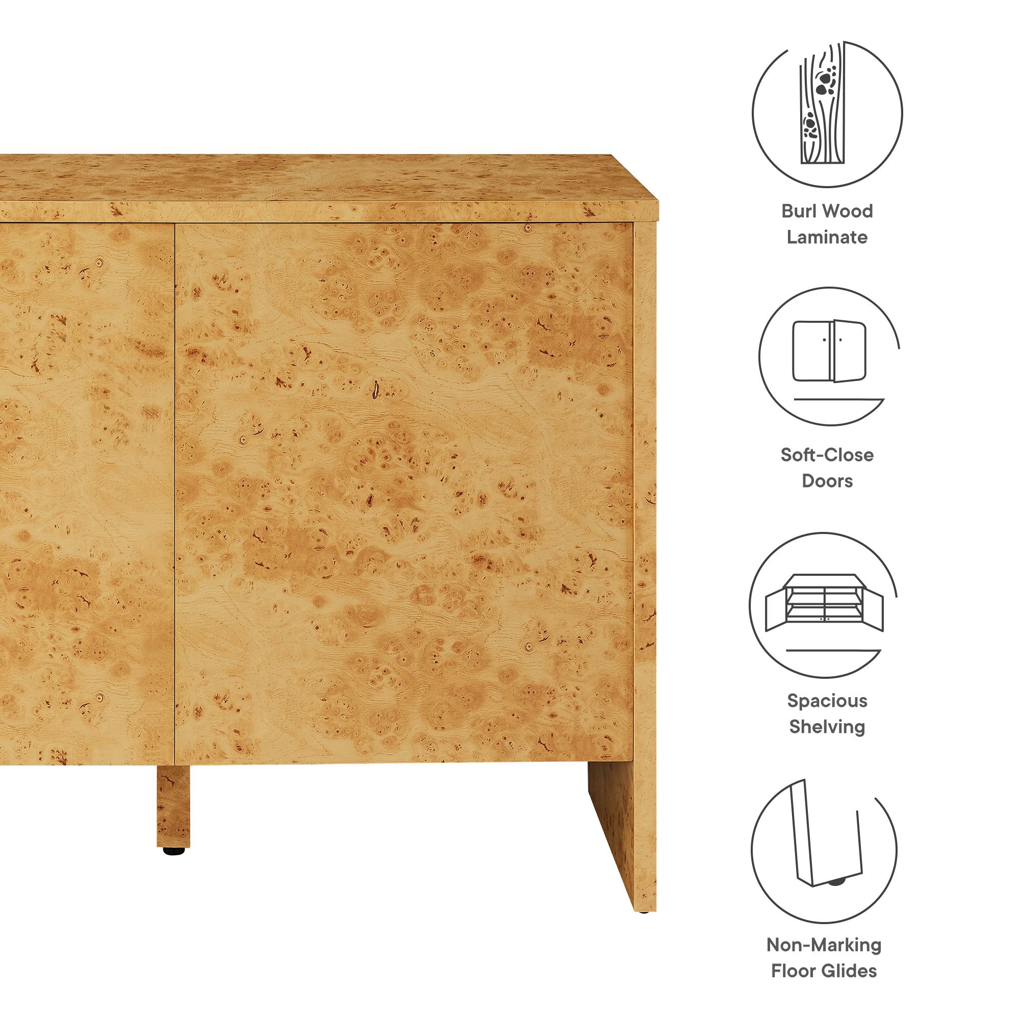 Hudson 40" Burl Wood Sideboard, Natural