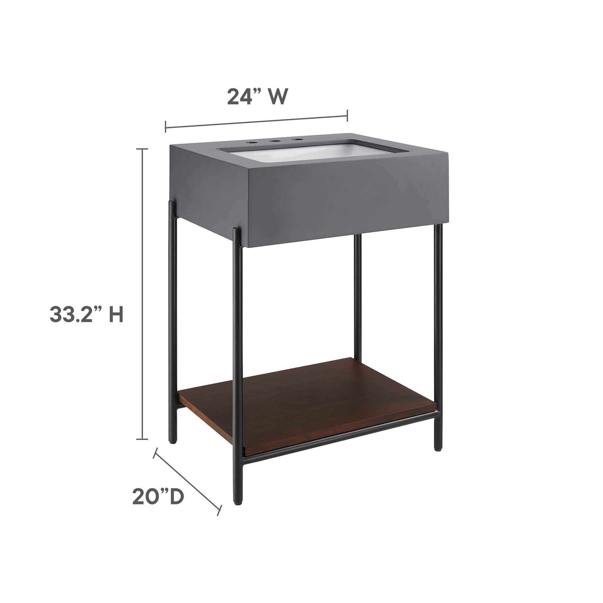 Etch 24" Bathroom Vanity with Sink, Black White
