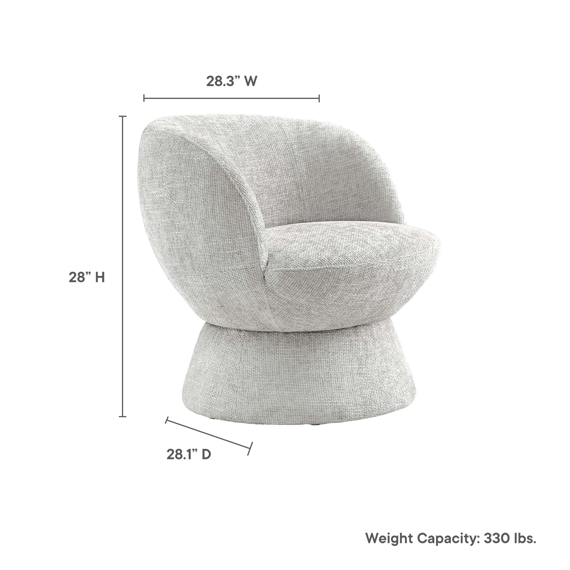 Vesta Chenille Fabric Upholstered Swivel Chair, Dove Gray