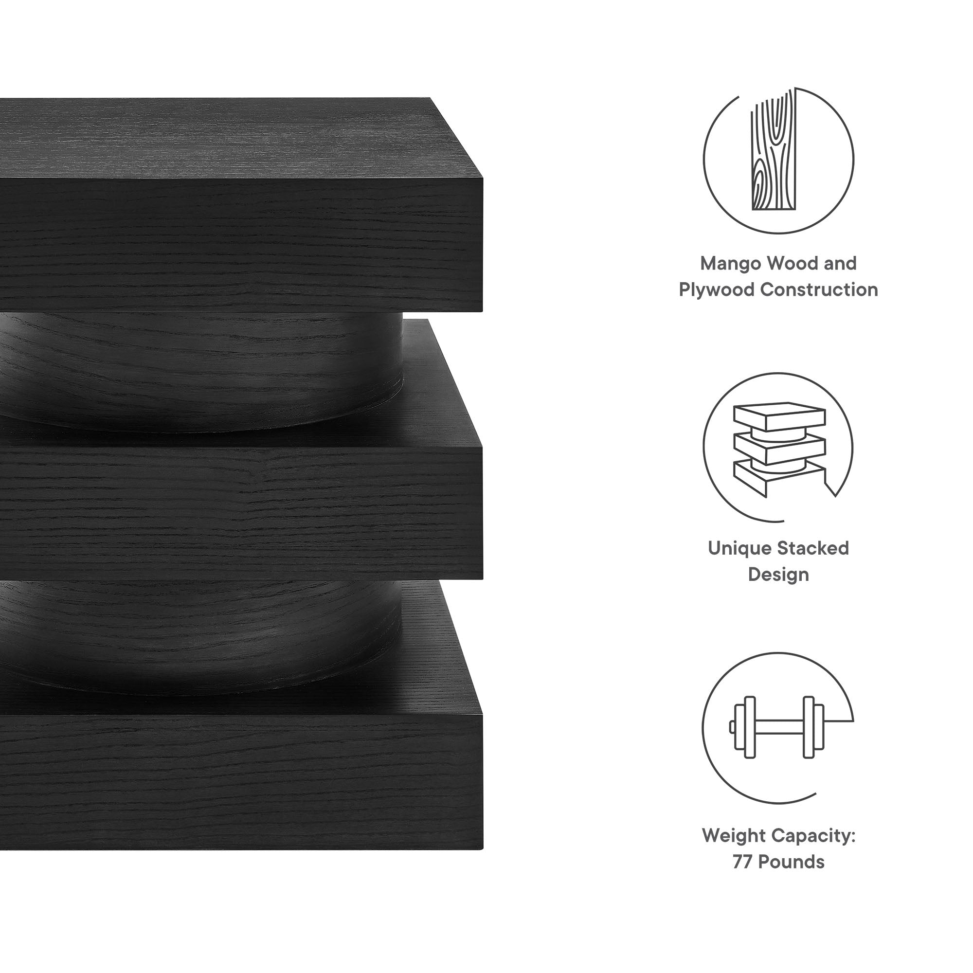 Perpetuate Totem End Table, Black