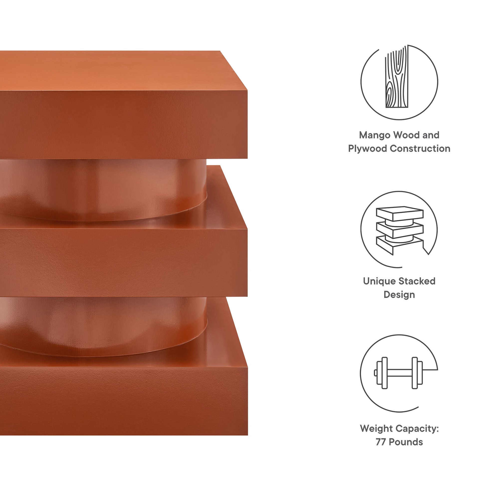 Perpetuate Totem End Table, Cayenne