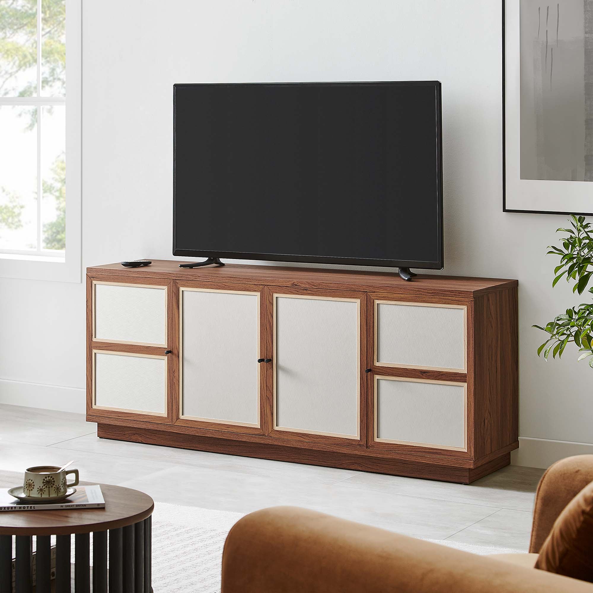 Capri 63" Wood Grain TV Console, Walnut