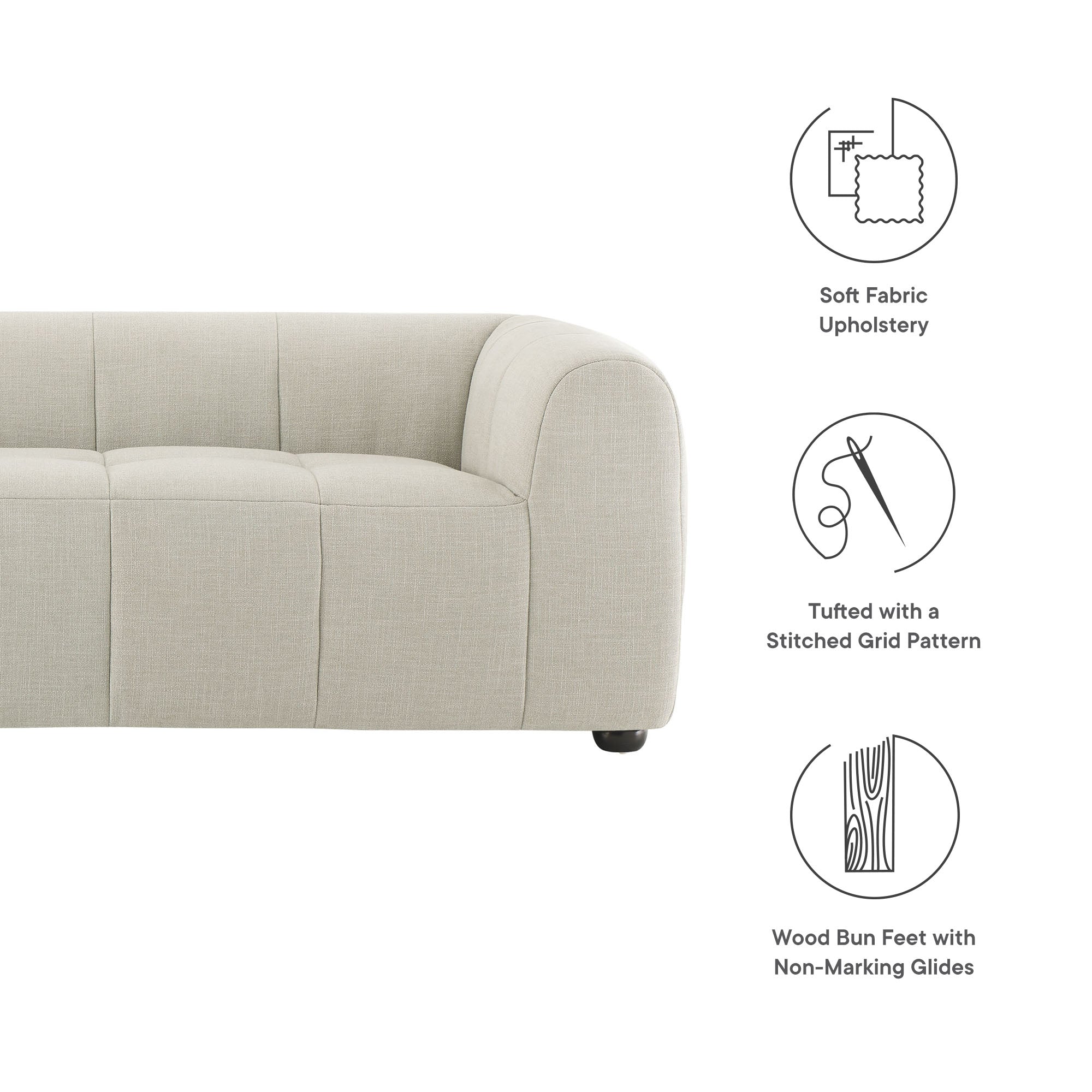 Liana Upholstered Fabric Sofa, Linen