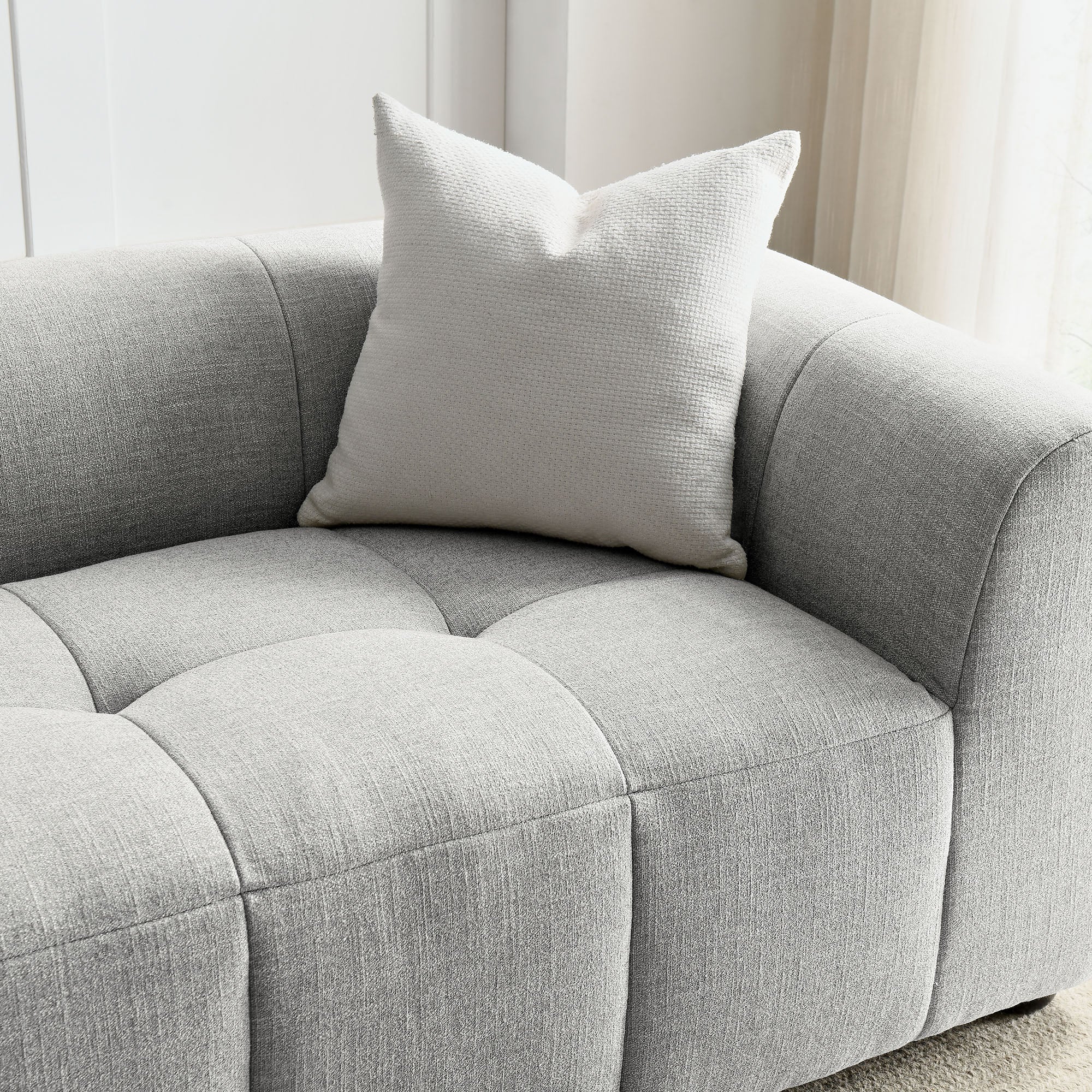 Liana Upholstered Fabric Sofa, Pewter