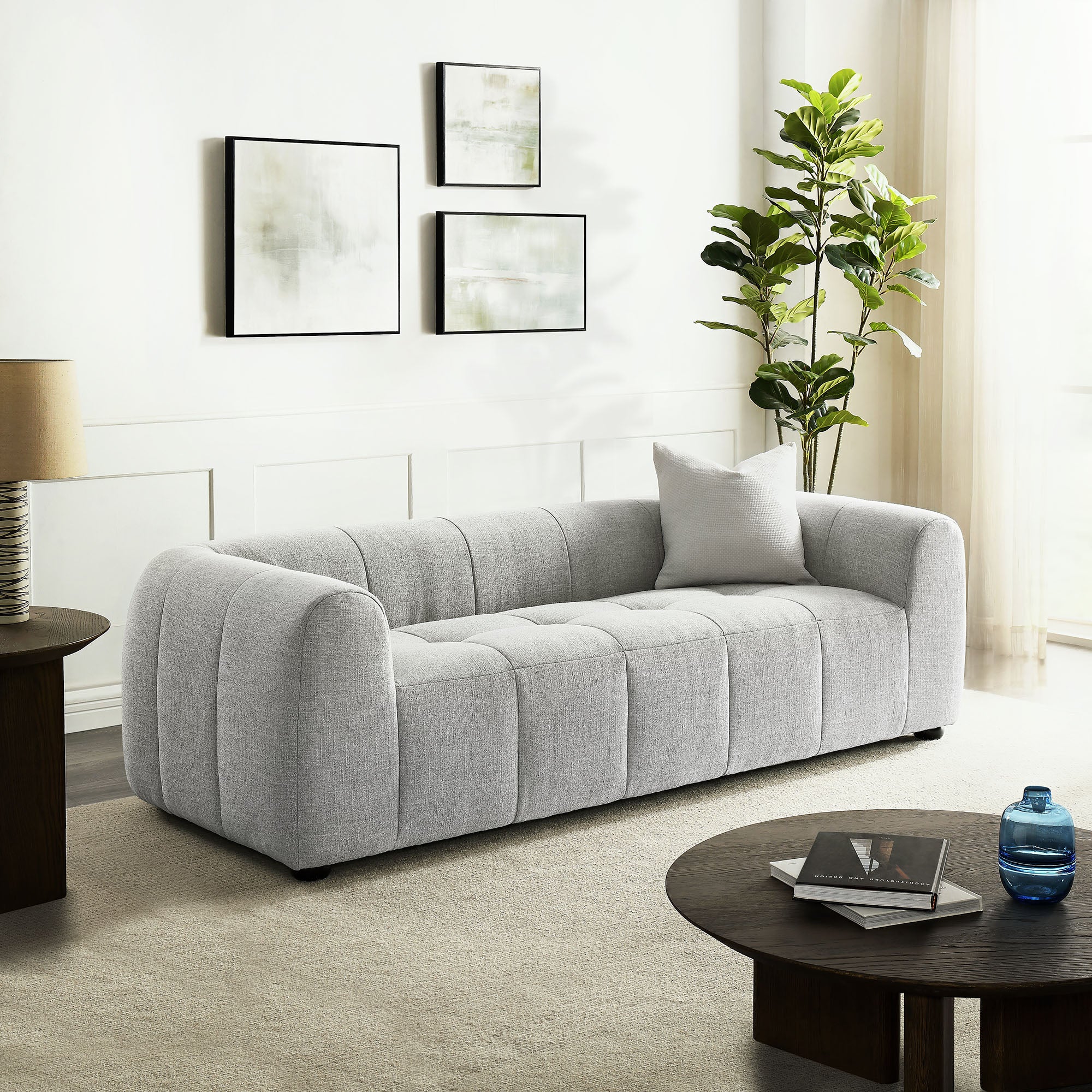 Liana Upholstered Fabric Sofa, Pewter