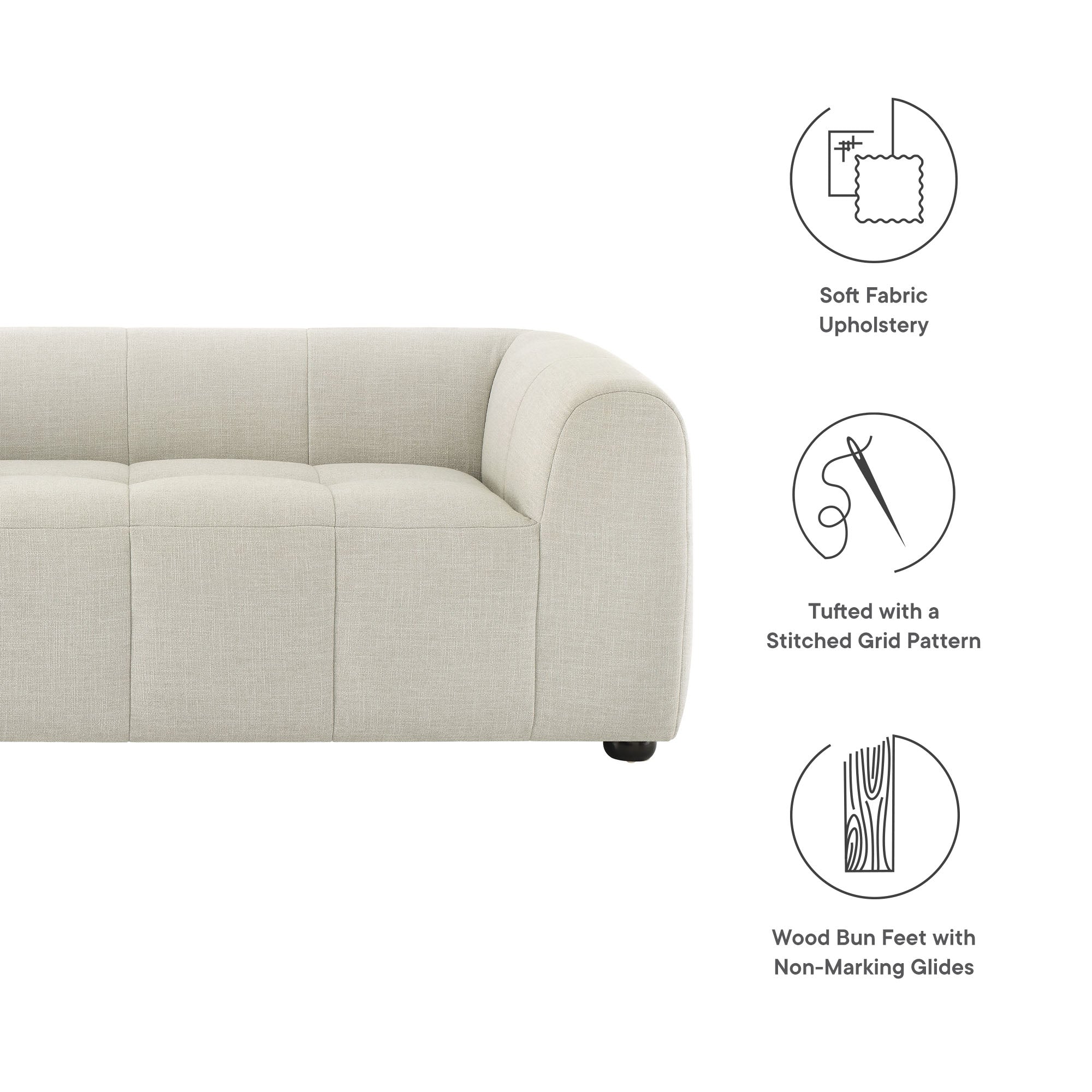 Liana Upholstered Fabric Loveseat, Linen