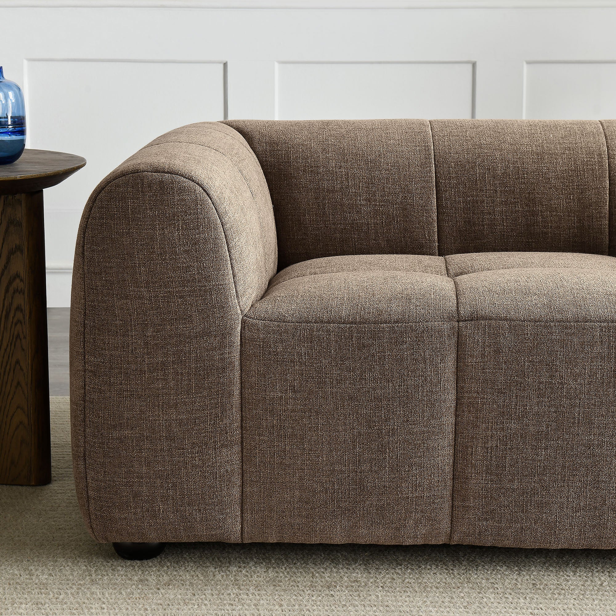 Liana Upholstered Fabric Loveseat, Mocha