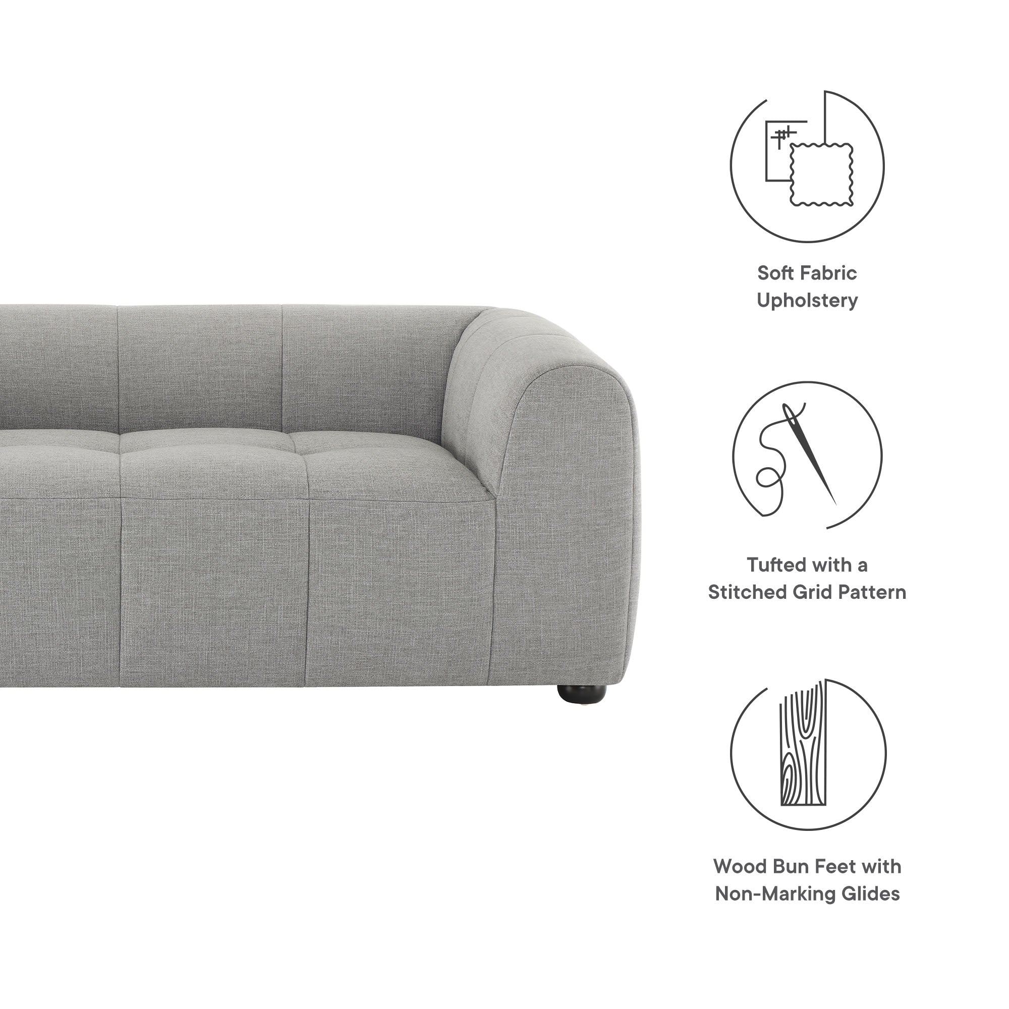 Liana Upholstered Fabric Loveseat, Pewter