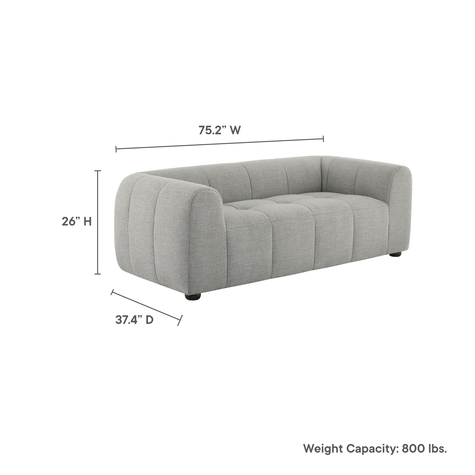 Liana Upholstered Fabric Loveseat, Pewter