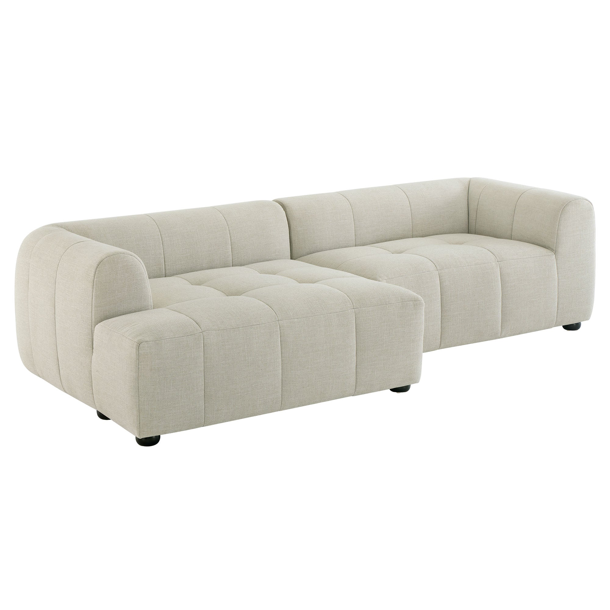 Liana Left-Facing Upholstered Fabric Modular Sofa with Chaise, Linen