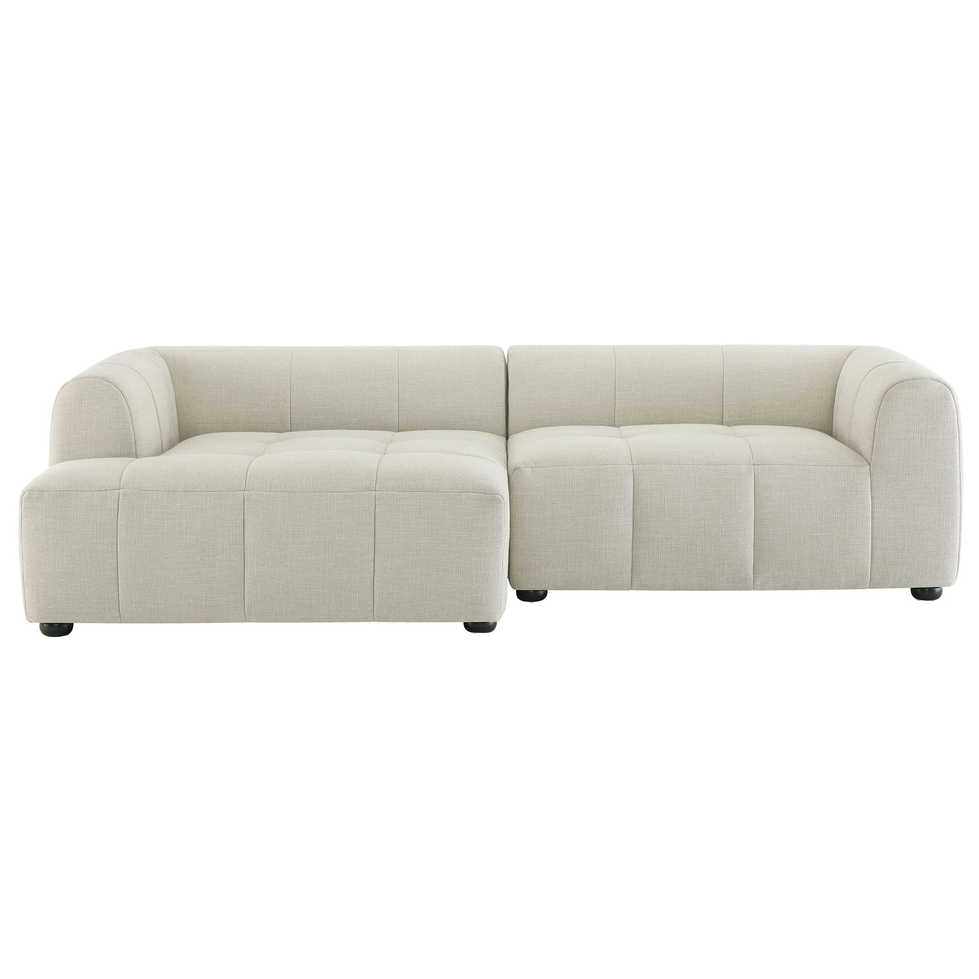 Liana Left-Facing Upholstered Fabric Modular Sofa with Chaise, Linen