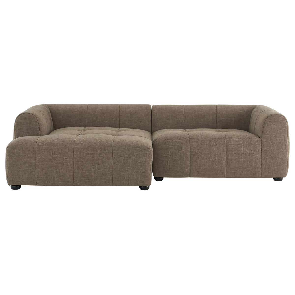 Liana Left-Facing Upholstered Fabric Modular Sofa with Chaise, Mocha