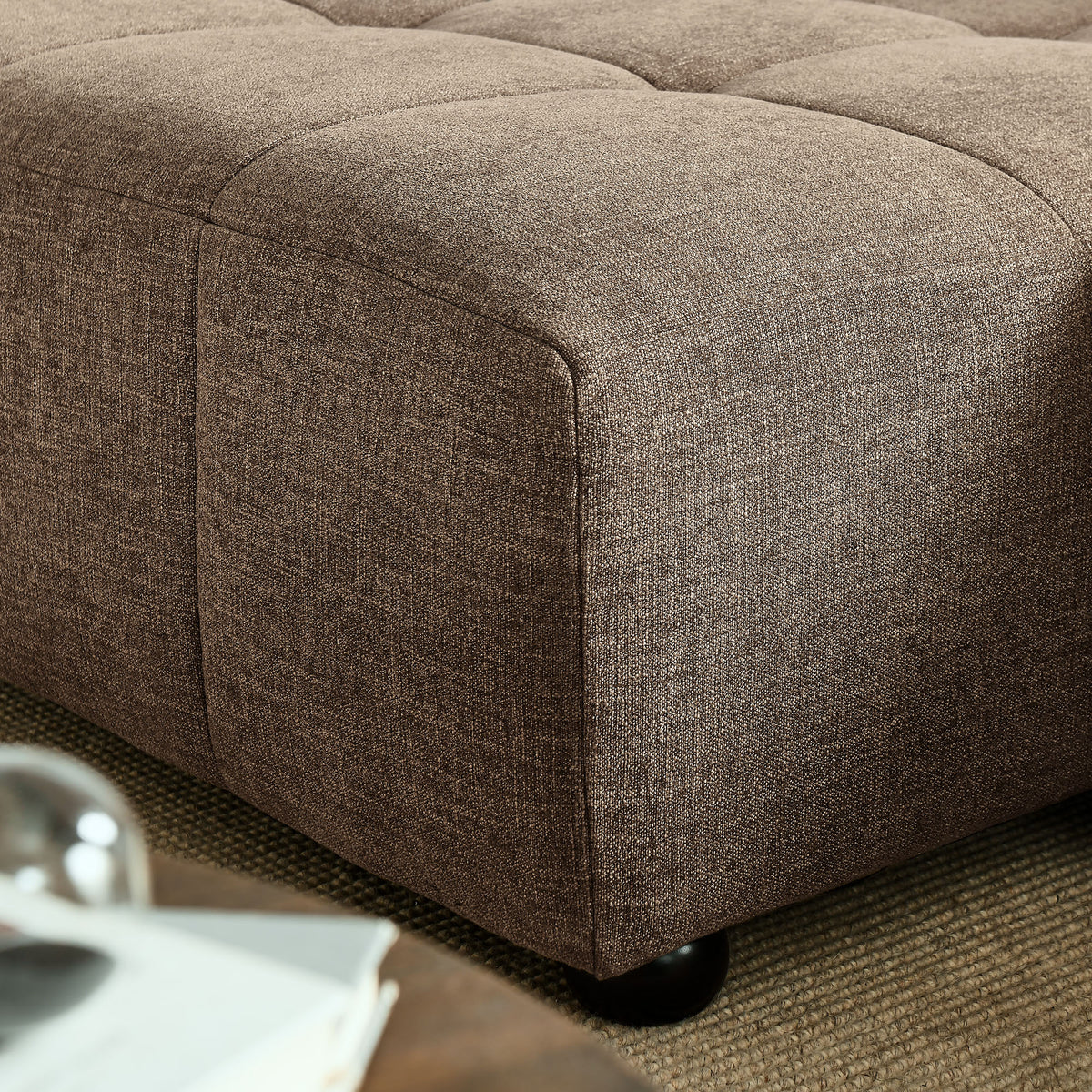 Liana Left-Facing Upholstered Fabric Modular Sofa with Chaise, Mocha