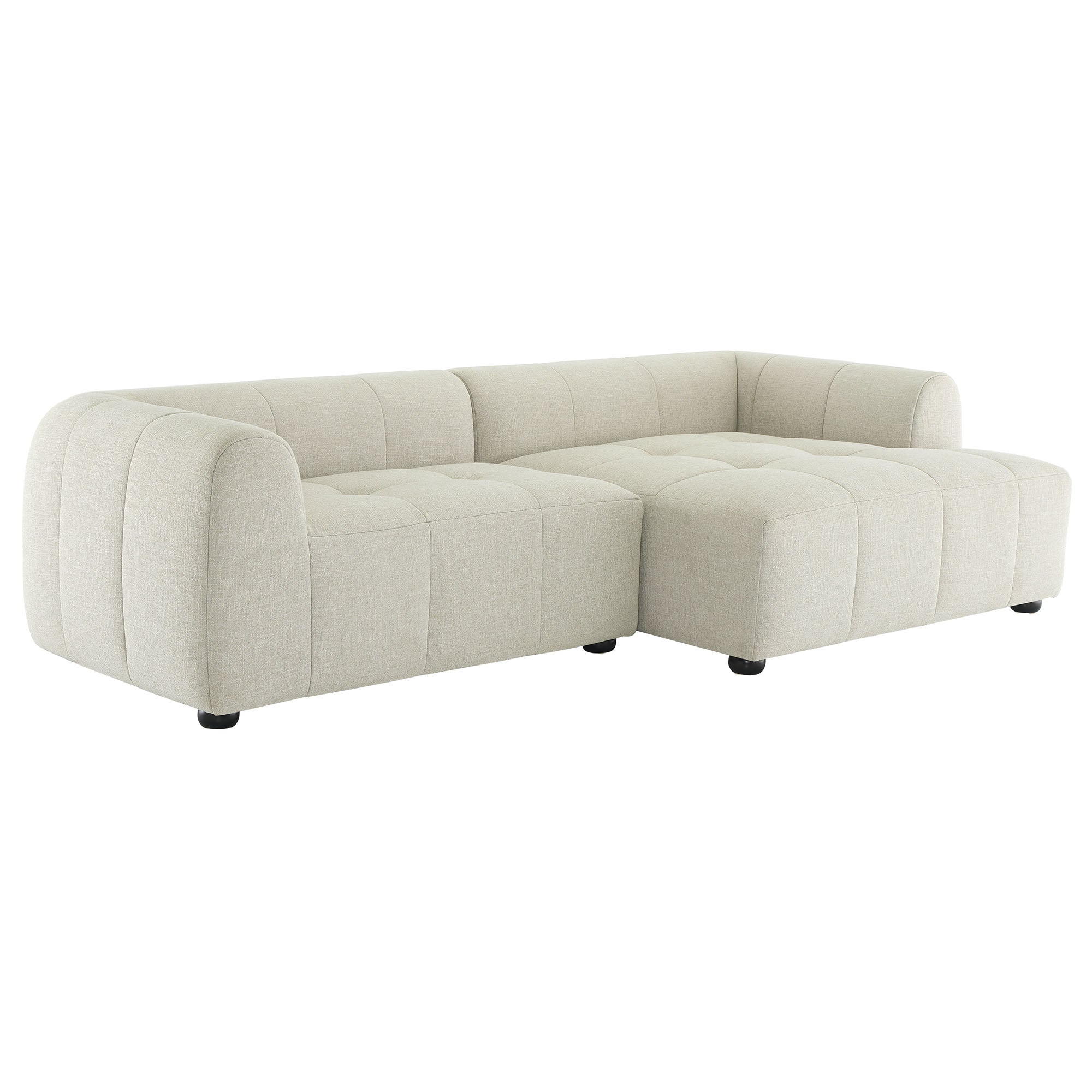 Liana Right-Facing Upholstered Fabric Modular Sofa with Chaise, Linen