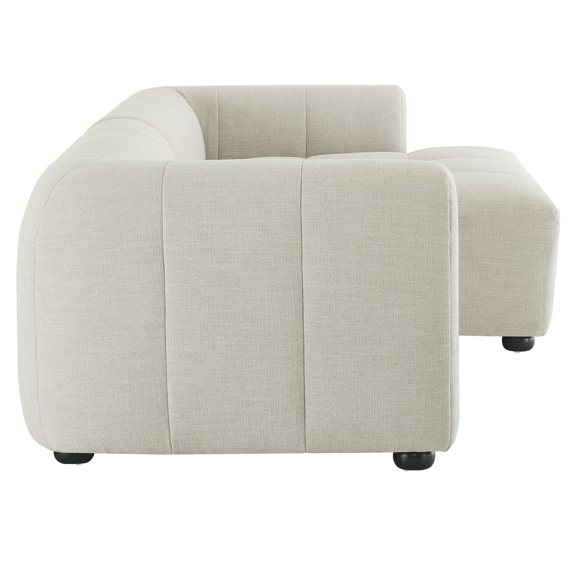 Liana Right-Facing Upholstered Fabric Modular Sofa with Chaise, Linen