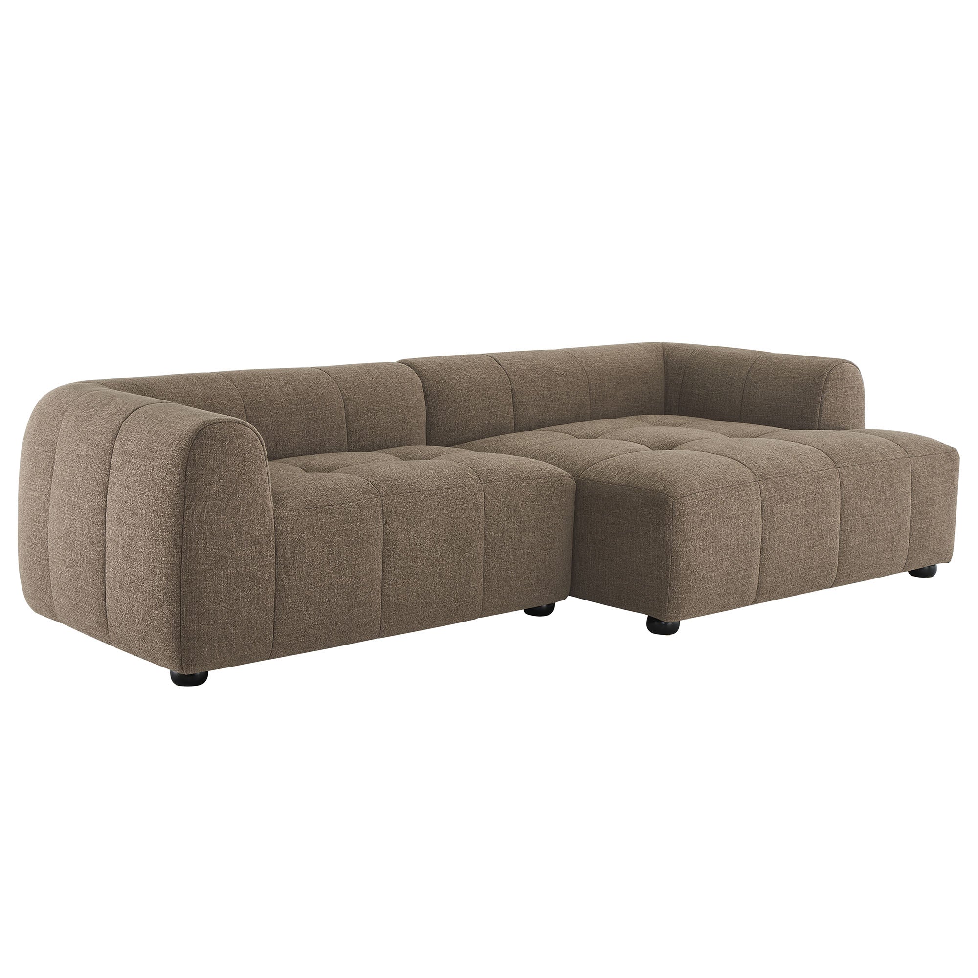 Liana Right-Facing Upholstered Fabric Modular Sofa with Chaise, Mocha