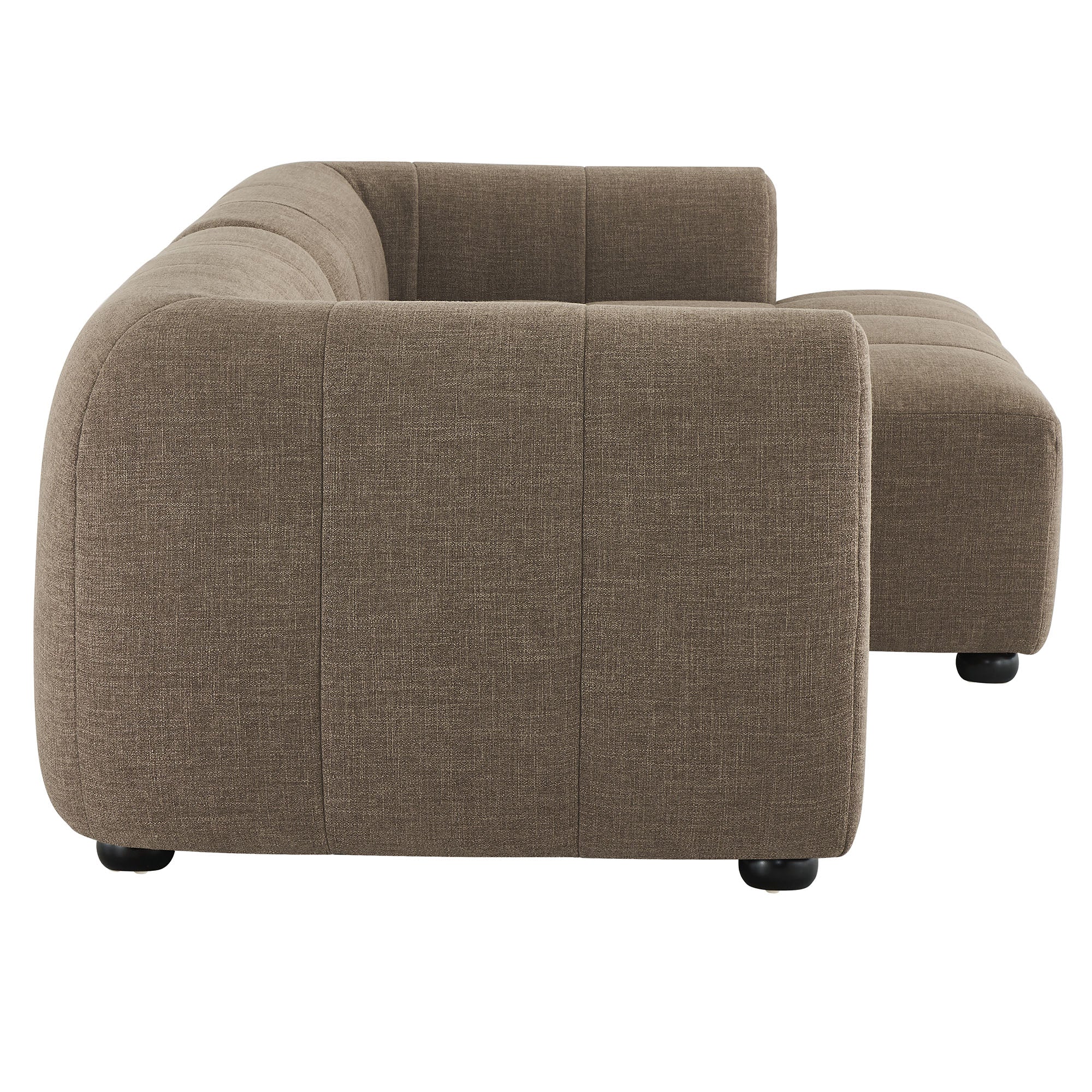 Liana Right-Facing Upholstered Fabric Modular Sofa with Chaise, Mocha