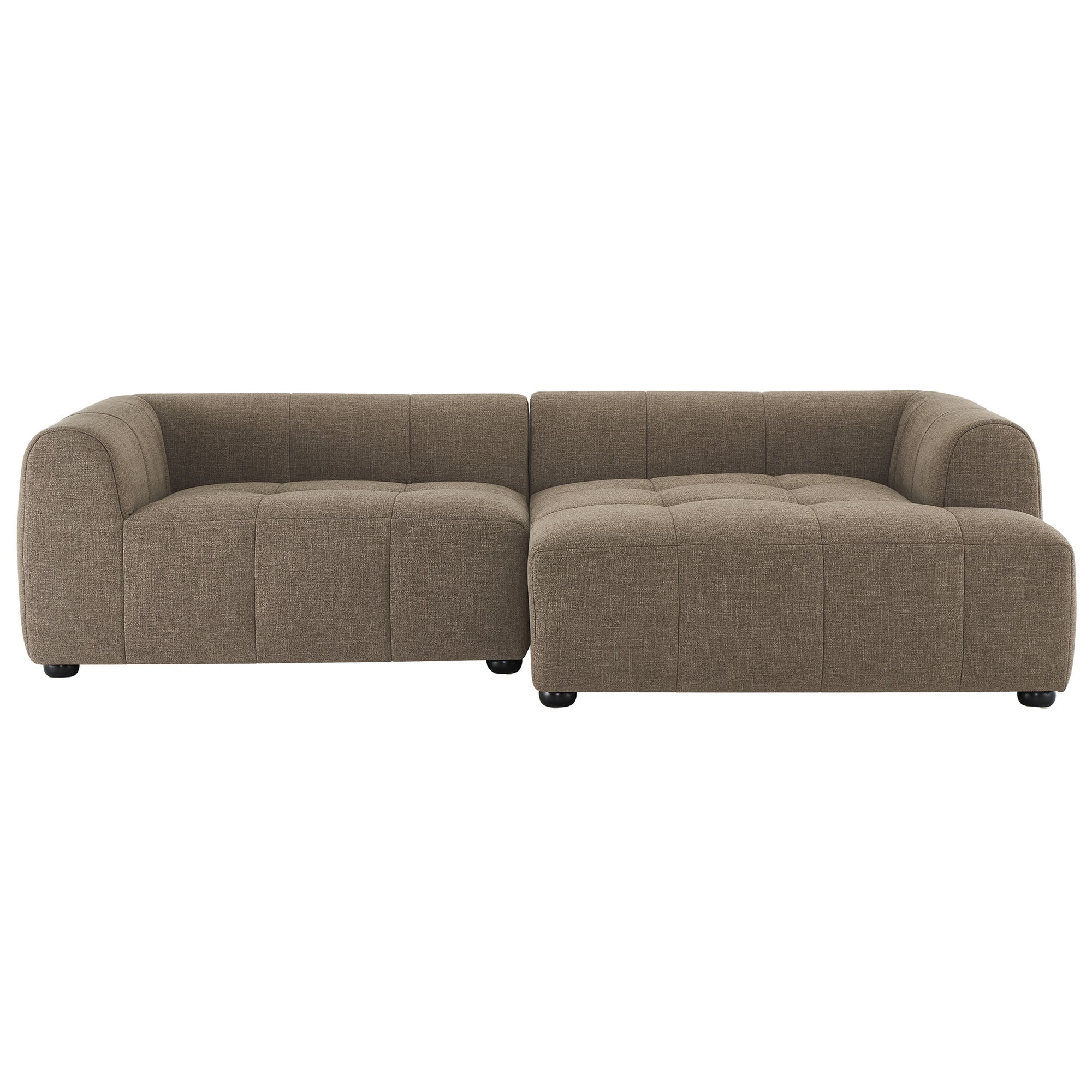 Liana Right-Facing Upholstered Fabric Modular Sofa with Chaise, Mocha