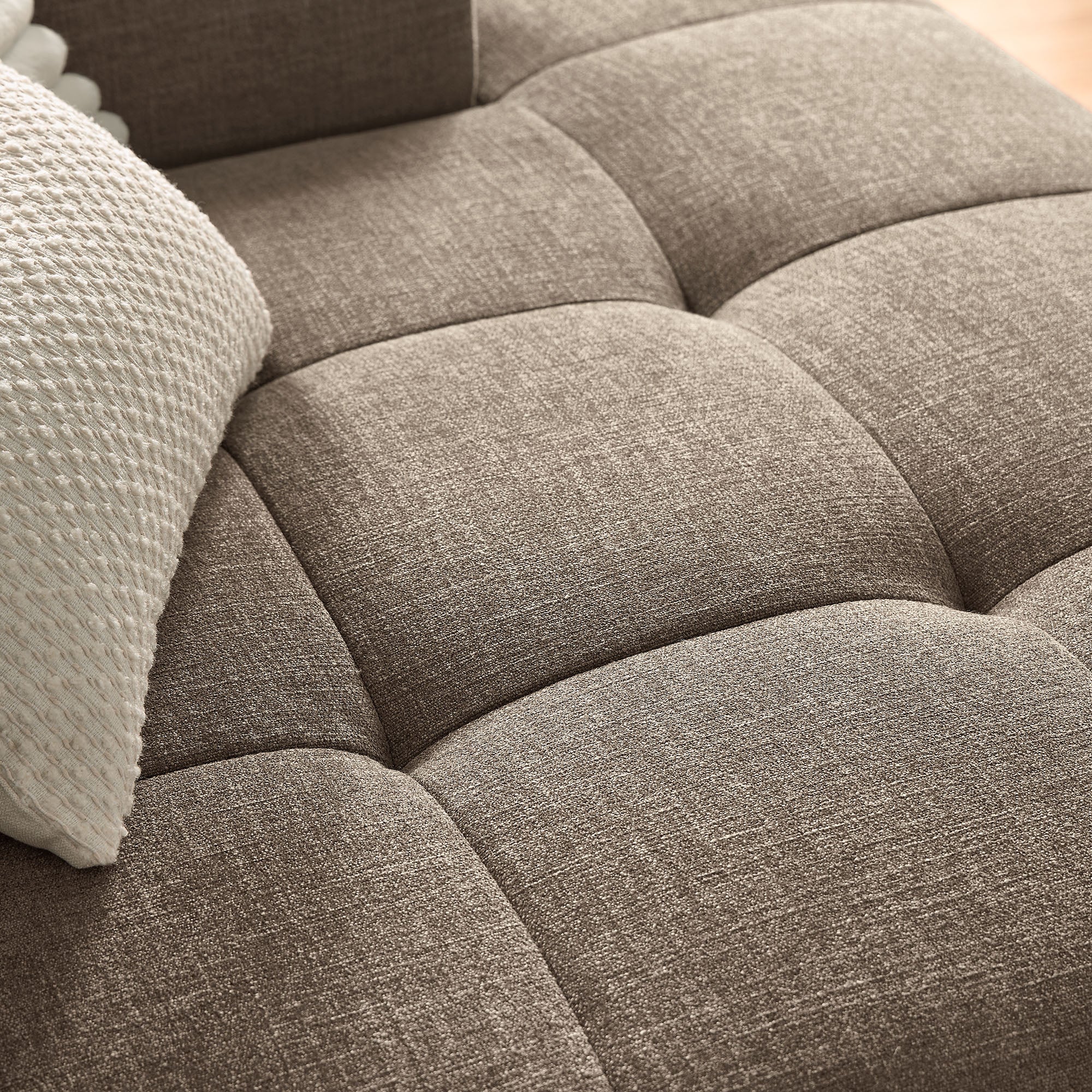 Liana Right-Facing Upholstered Fabric Modular Sofa with Chaise, Mocha