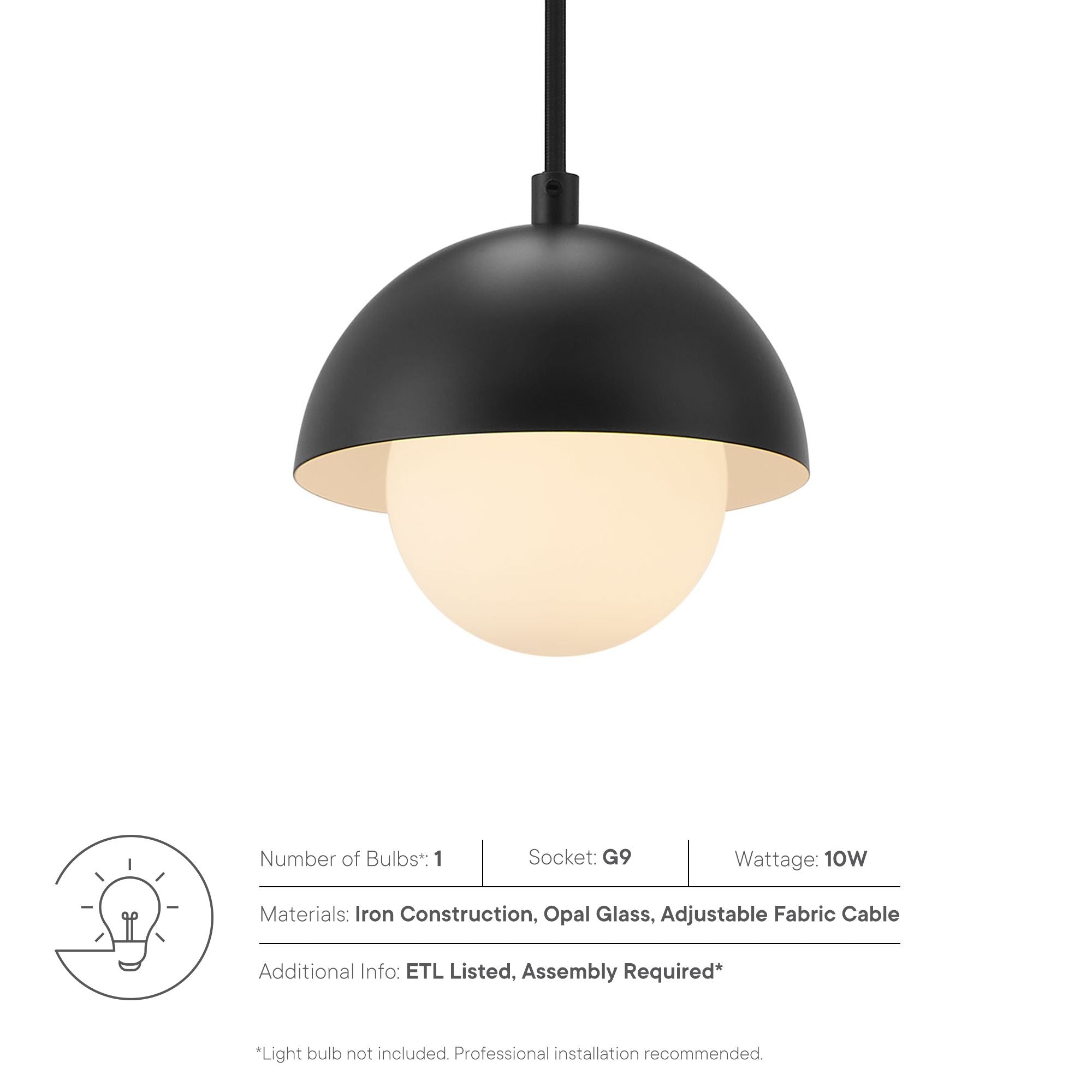 Eclipse Globe Pendant Light, Black