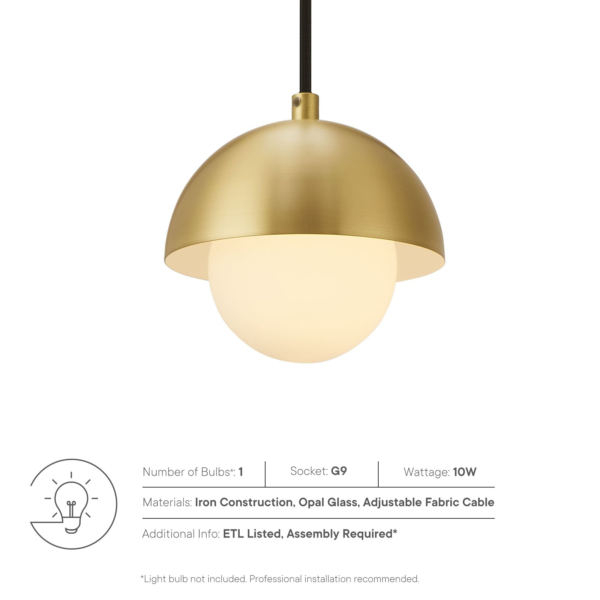 Eclipse Globe Pendant Light, Brass